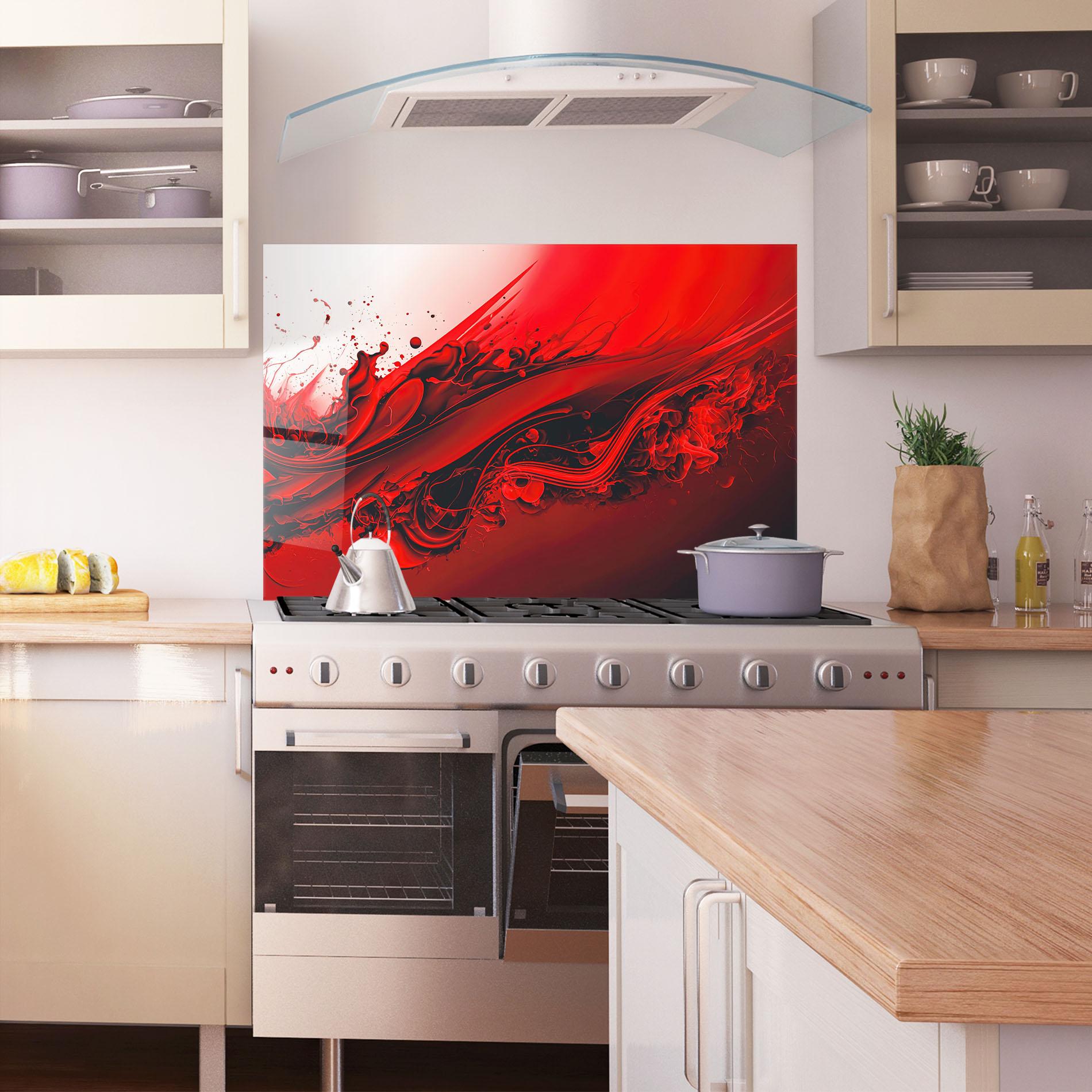 Panel Szklany do Kuchni Smooth Red Color mockup 1
