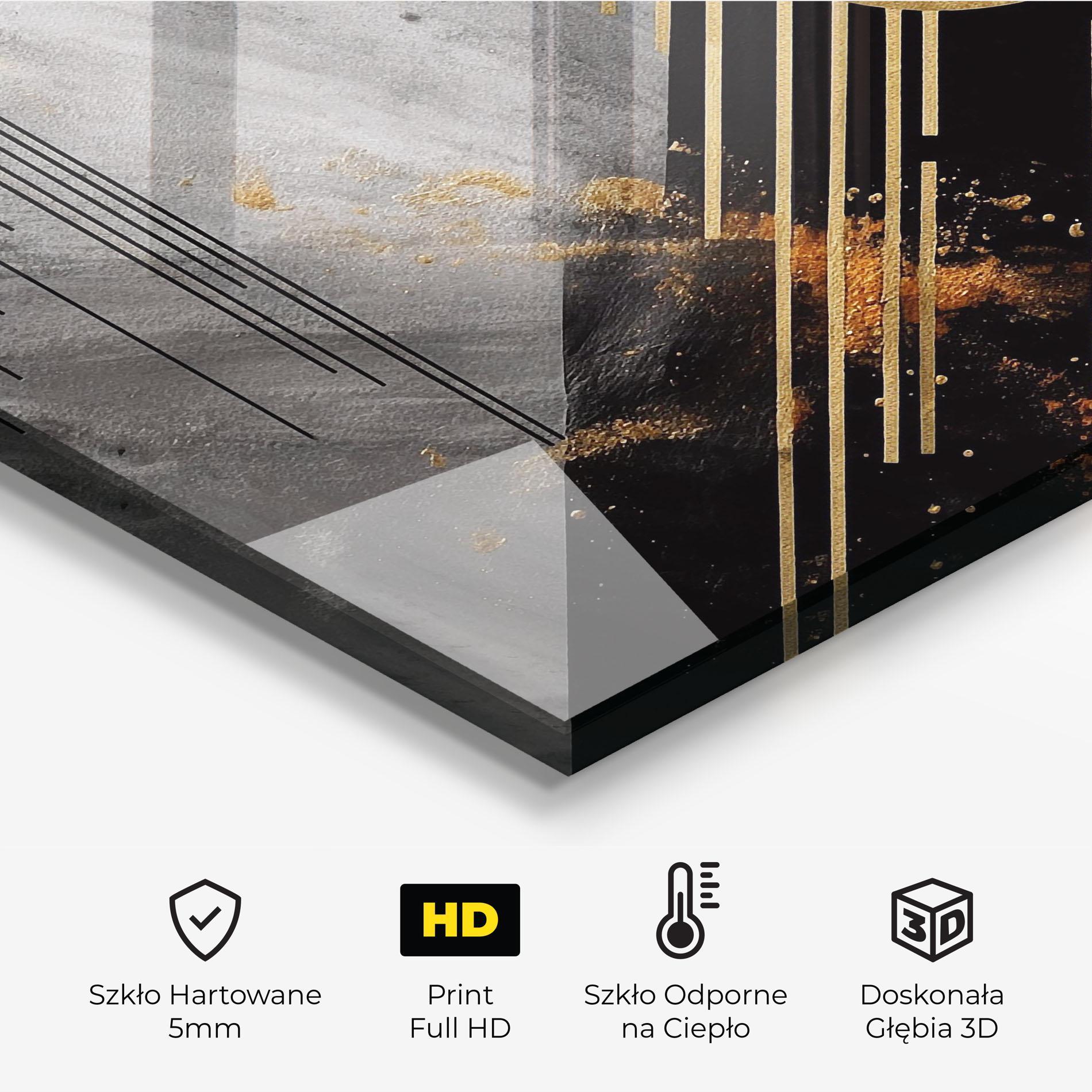 Panel Szklany do Kuchni Gold Circle With Lines mockup 2