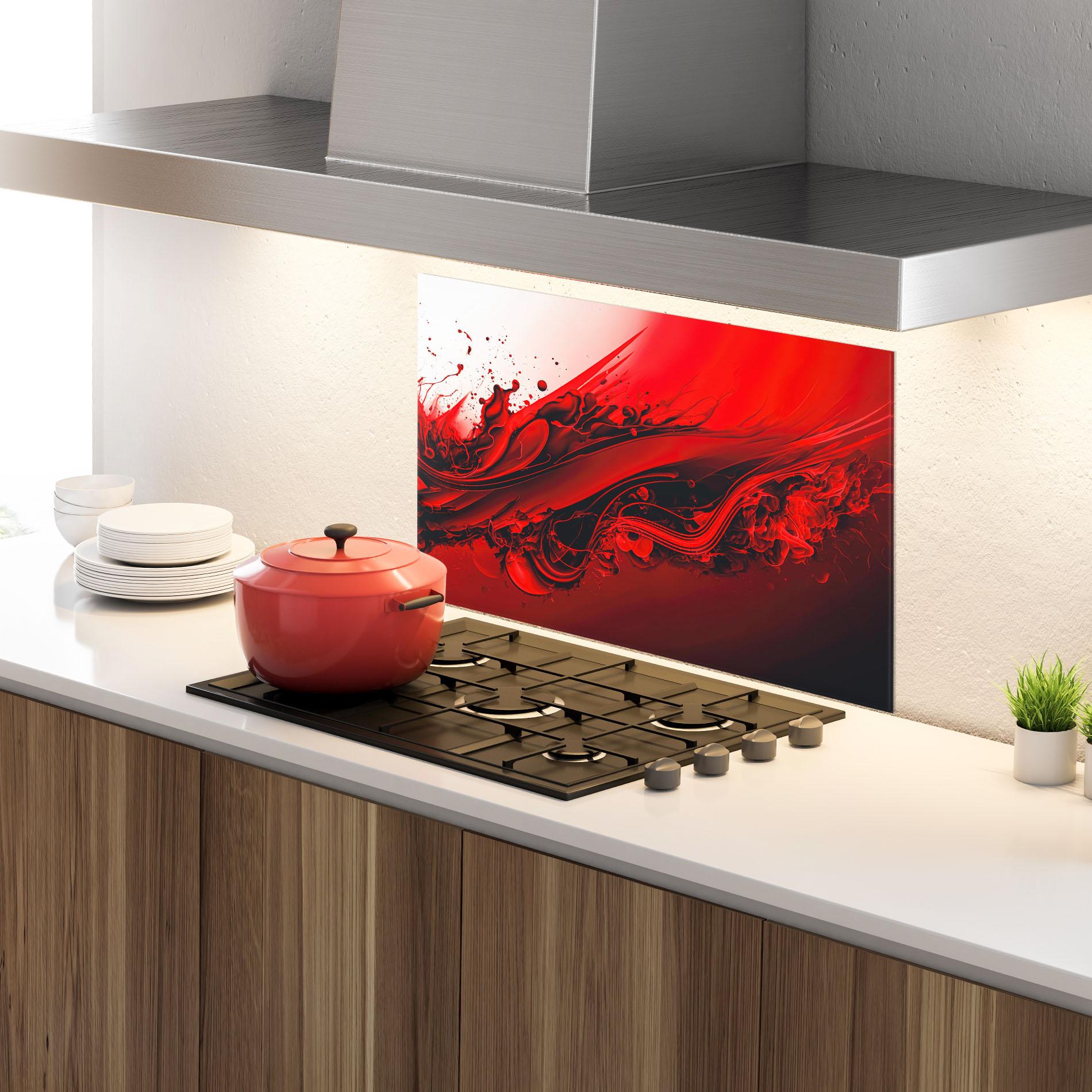 Panel Szklany do Kuchni Smooth Red Color mockup 4