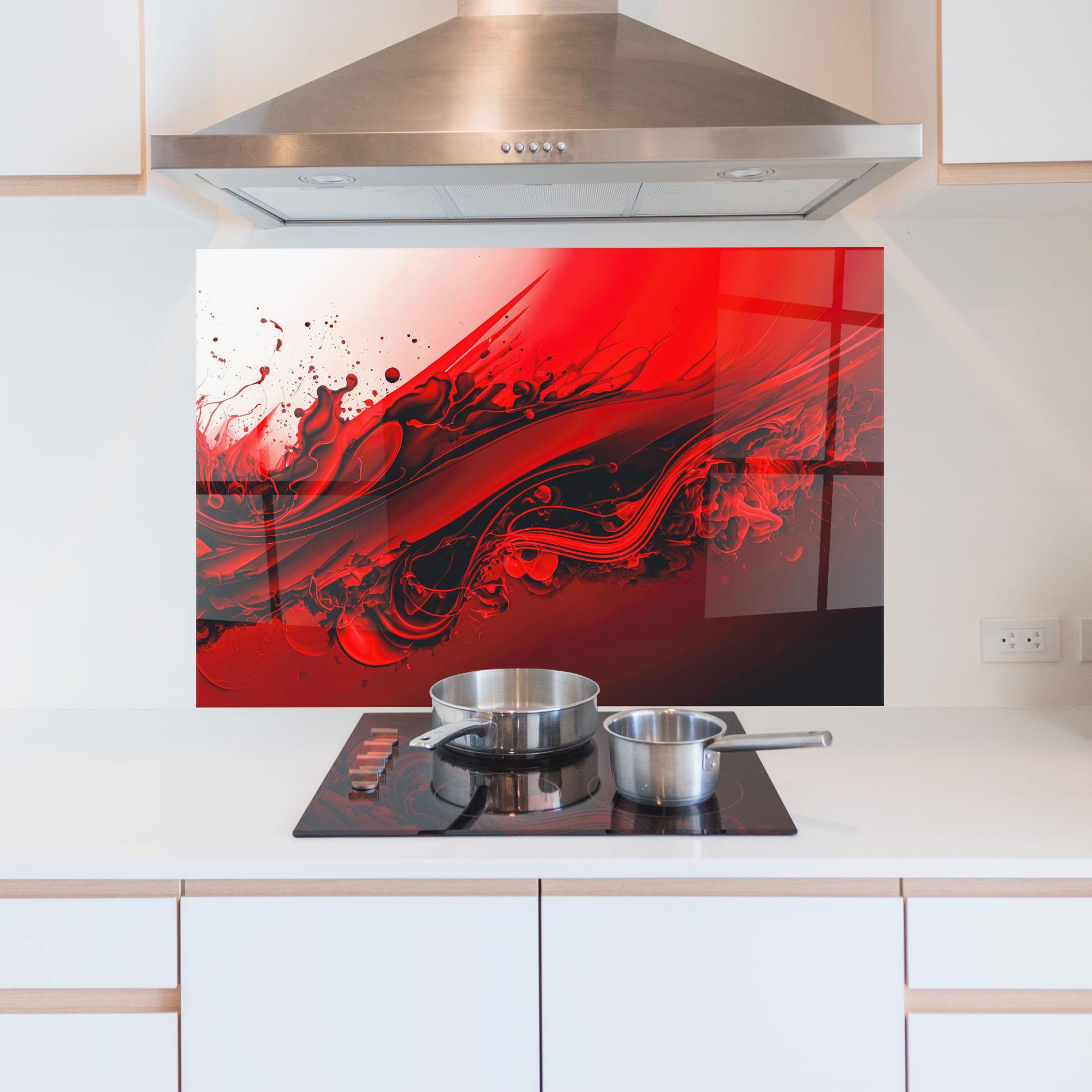 Panel Szklany do Kuchni Smooth Red Color mockup 5