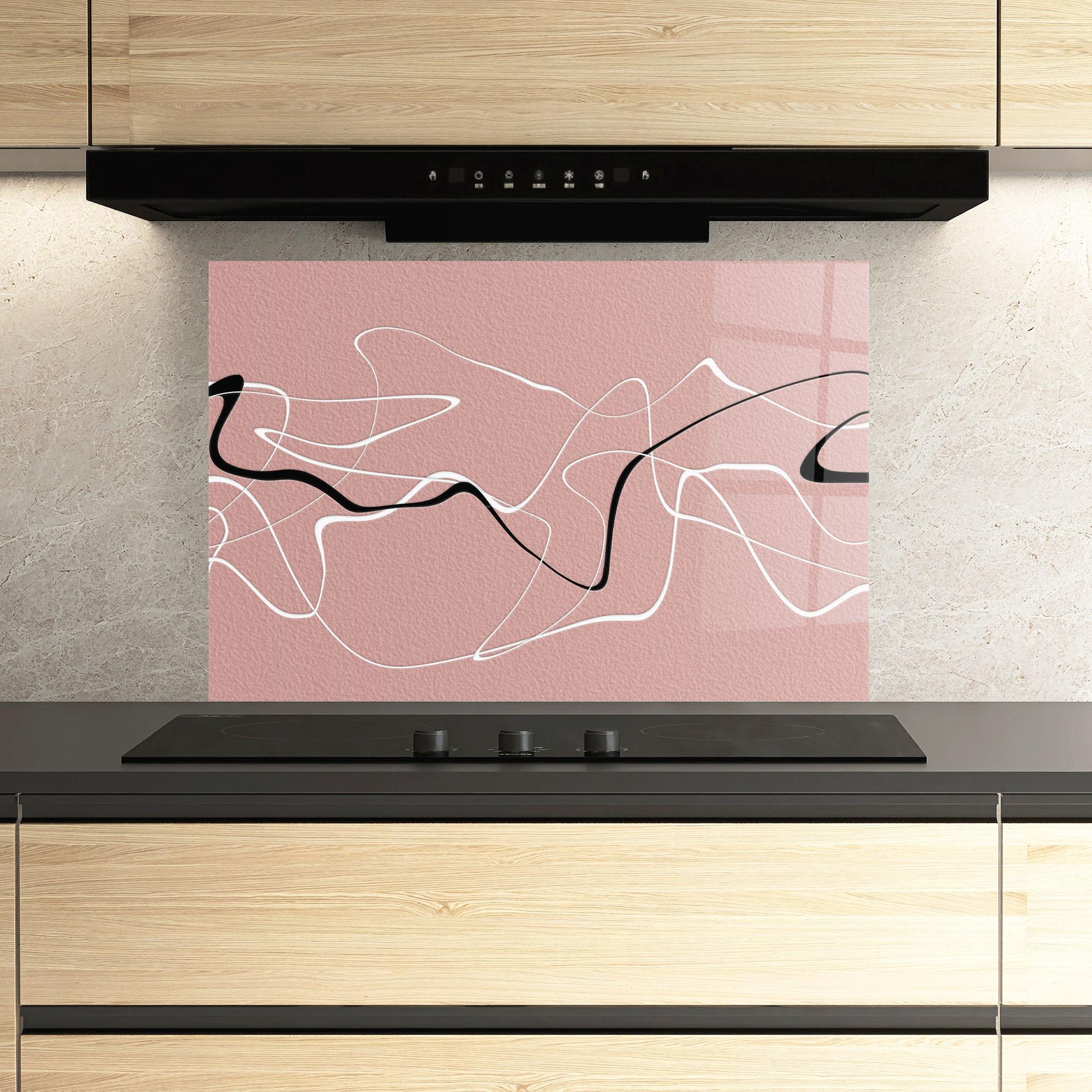 Panel Szklany do Kuchni Abstract Pink Painting mockup 3