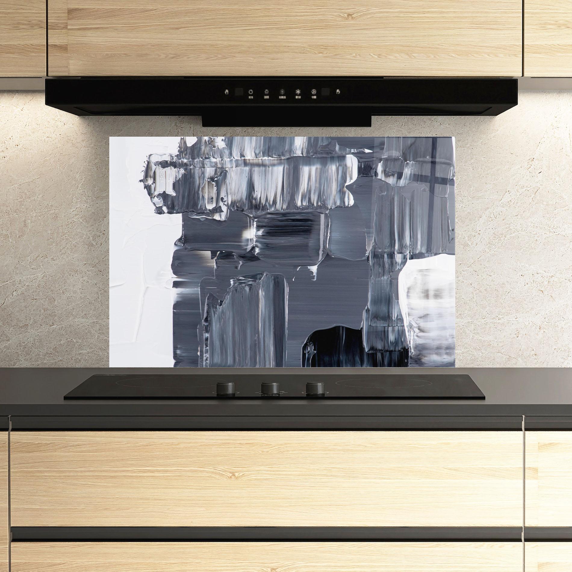 Panel Szklany do Kuchni Black Acrylic Painting mockup 3