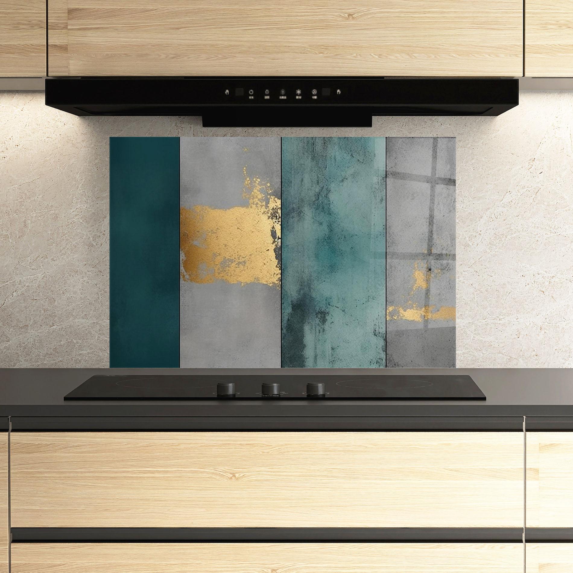 Panel Szklany do Kuchni Green Colors With Gold mockup 3