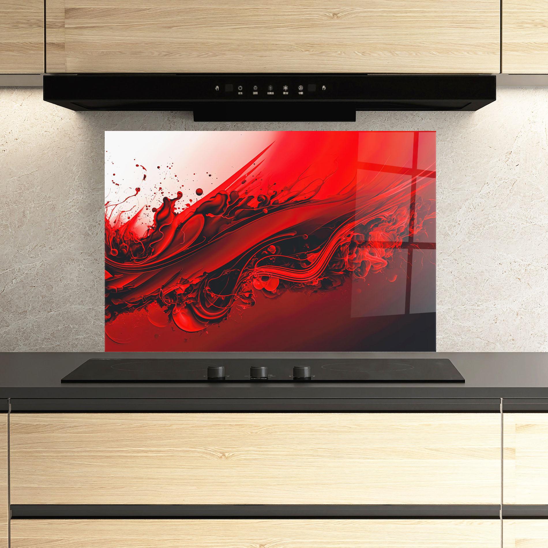 Panel Szklany do Kuchni Smooth Red Color mockup 3