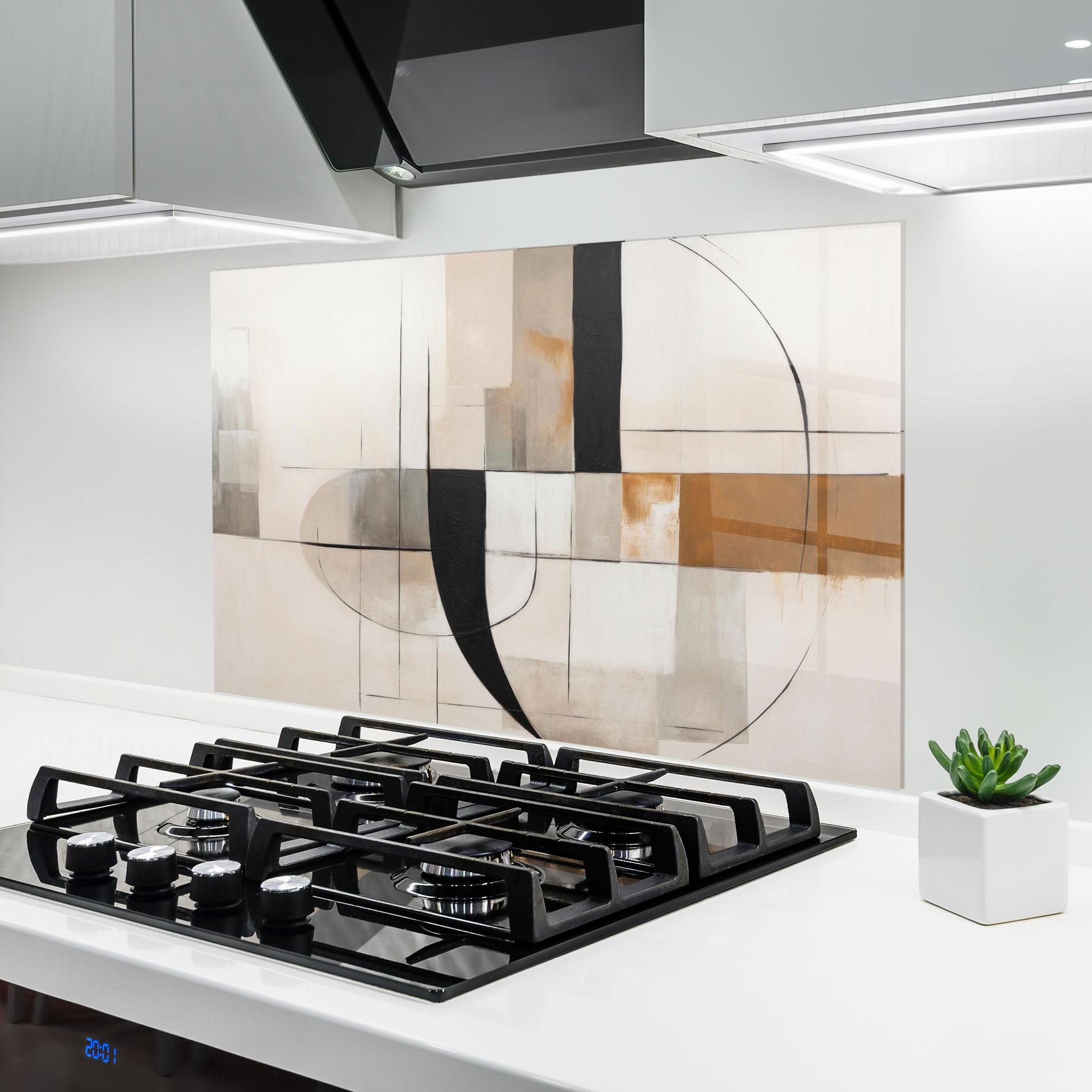 Panel Szklany do Kuchni Black Abstract Lines mockup 6