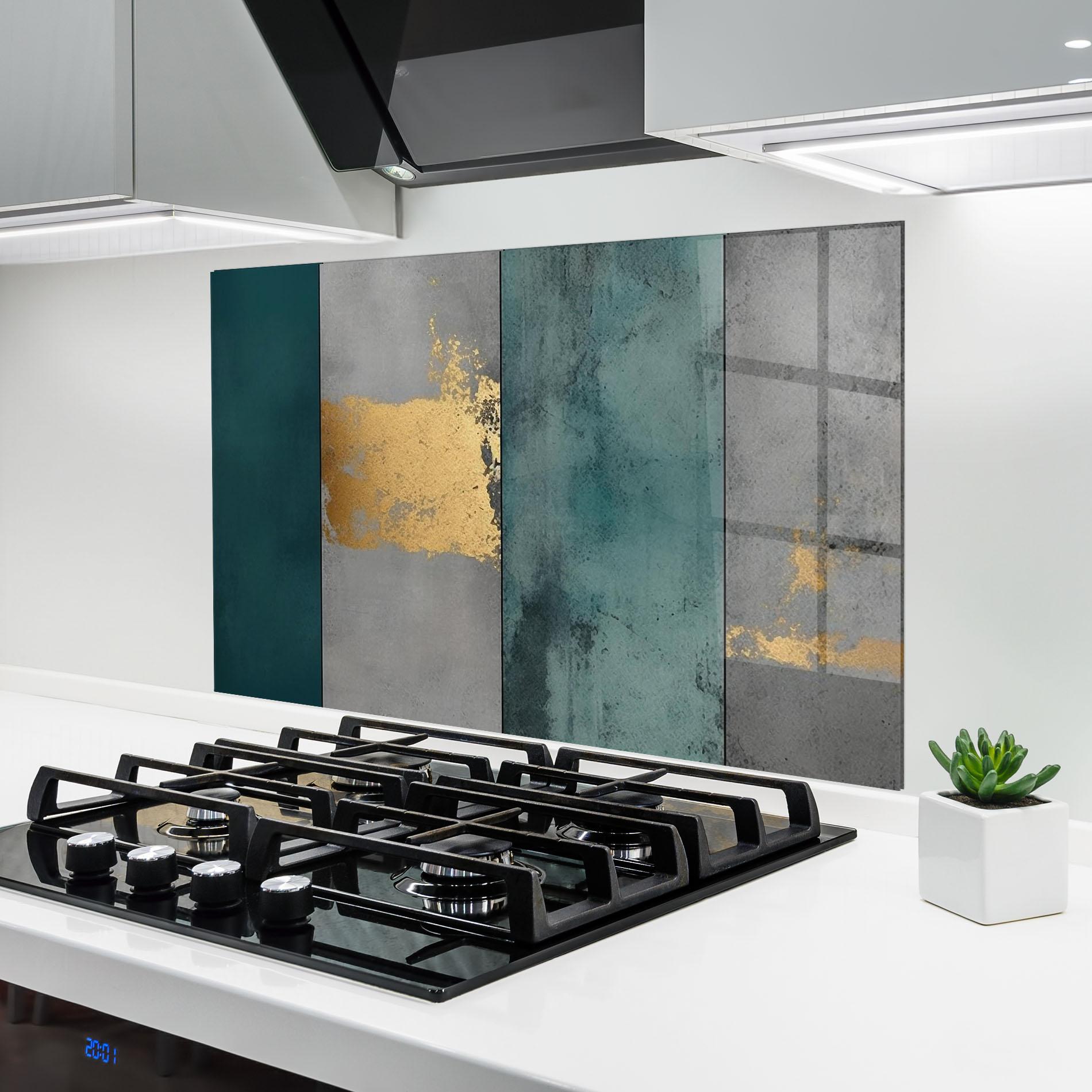 Panel Szklany do Kuchni Green Colors With Gold mockup 6