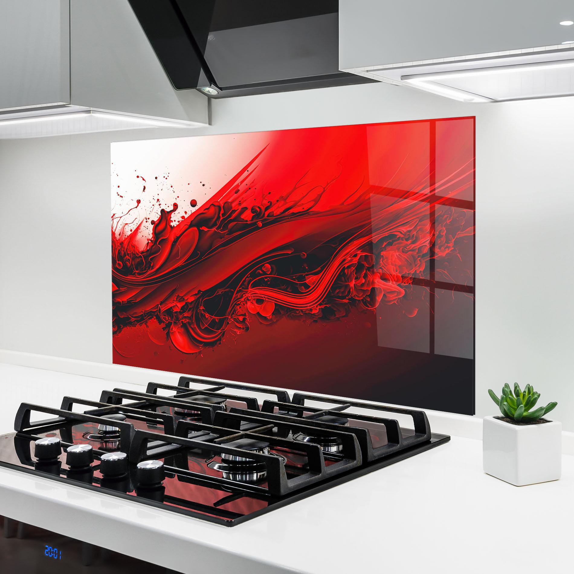 Panel Szklany do Kuchni Smooth Red Color mockup 6