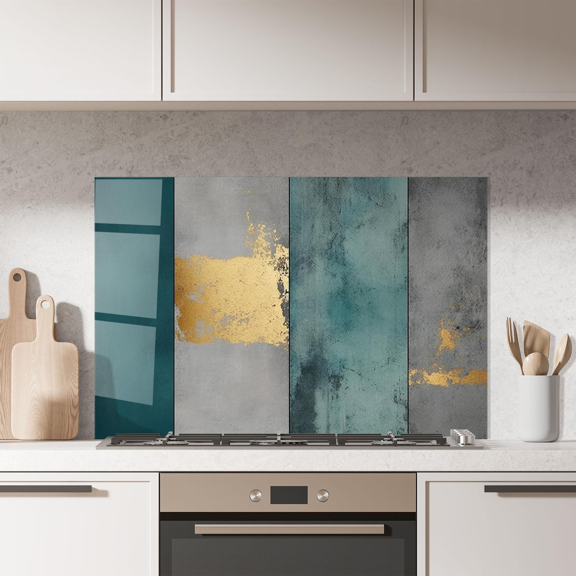 Panel Szklany do Kuchni Green Colors With Gold mockup 7