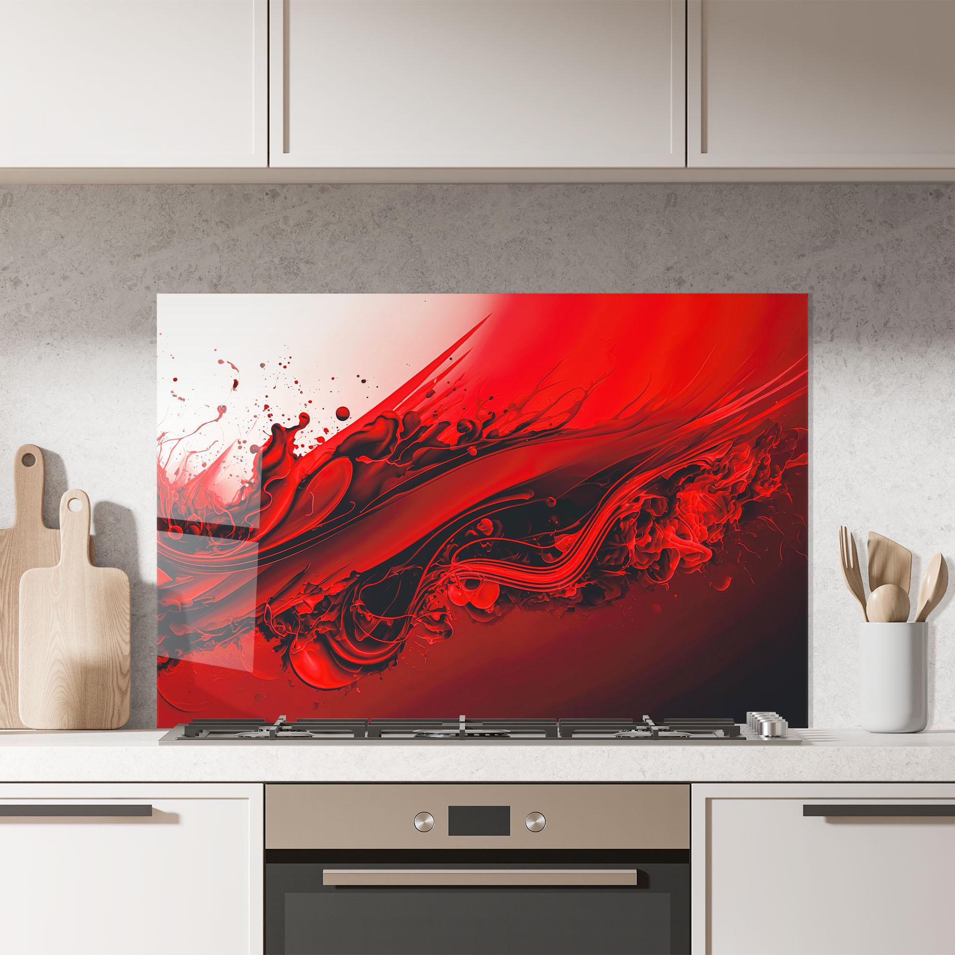 Panel Szklany do Kuchni Smooth Red Color mockup 7