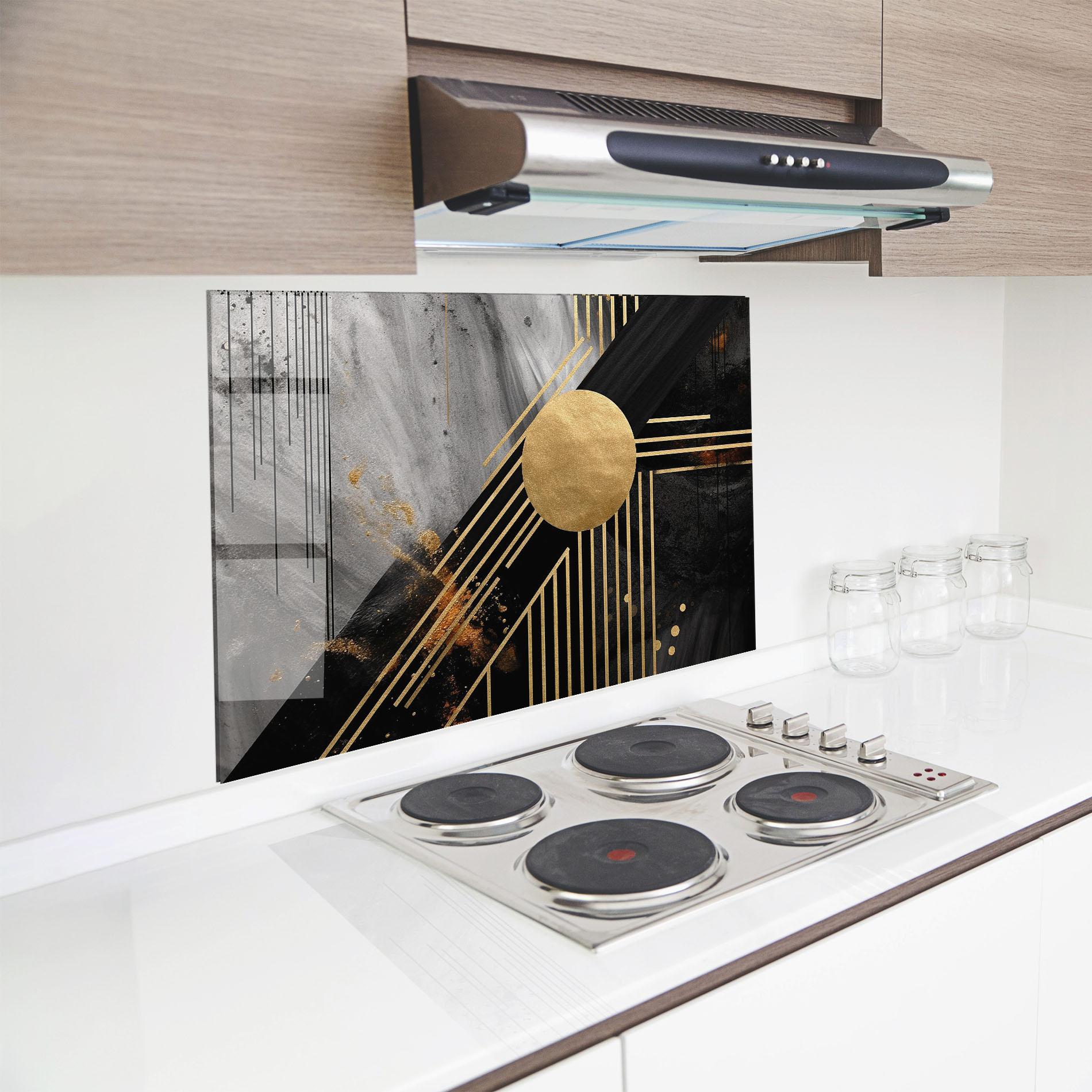 Panel Szklany do Kuchni Gold Circle With Lines mockup 8