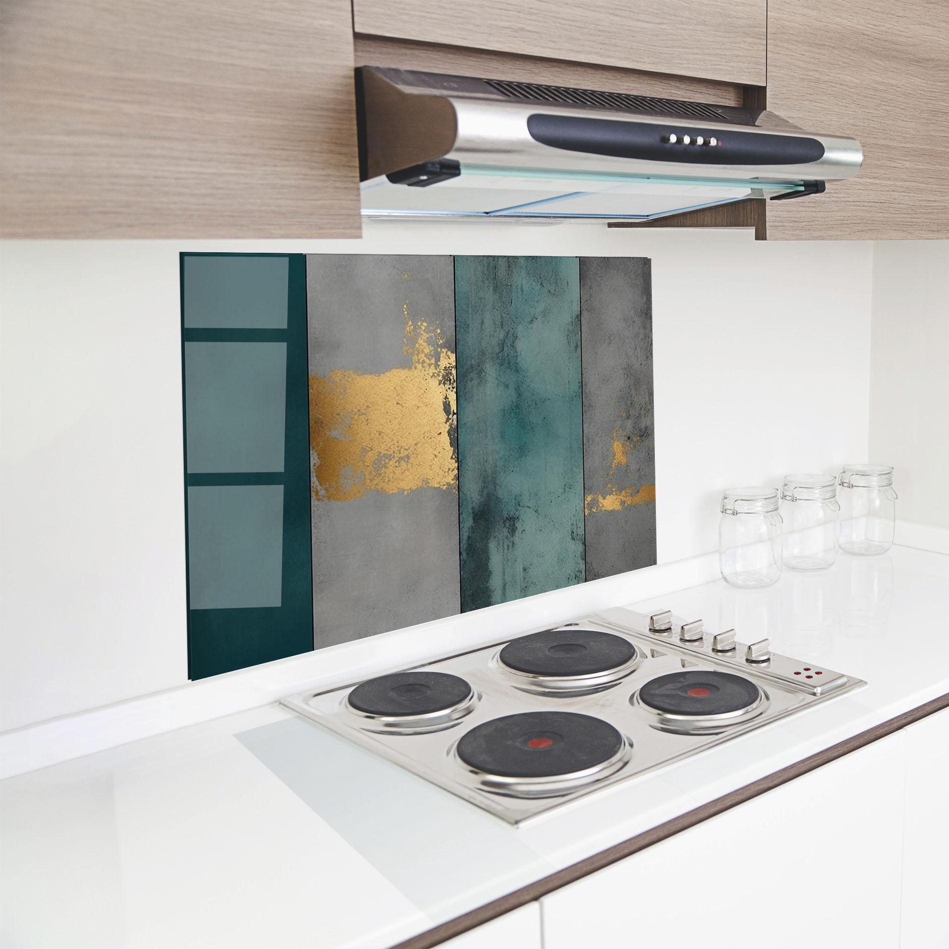 Panel Szklany do Kuchni Green Colors With Gold mockup 8