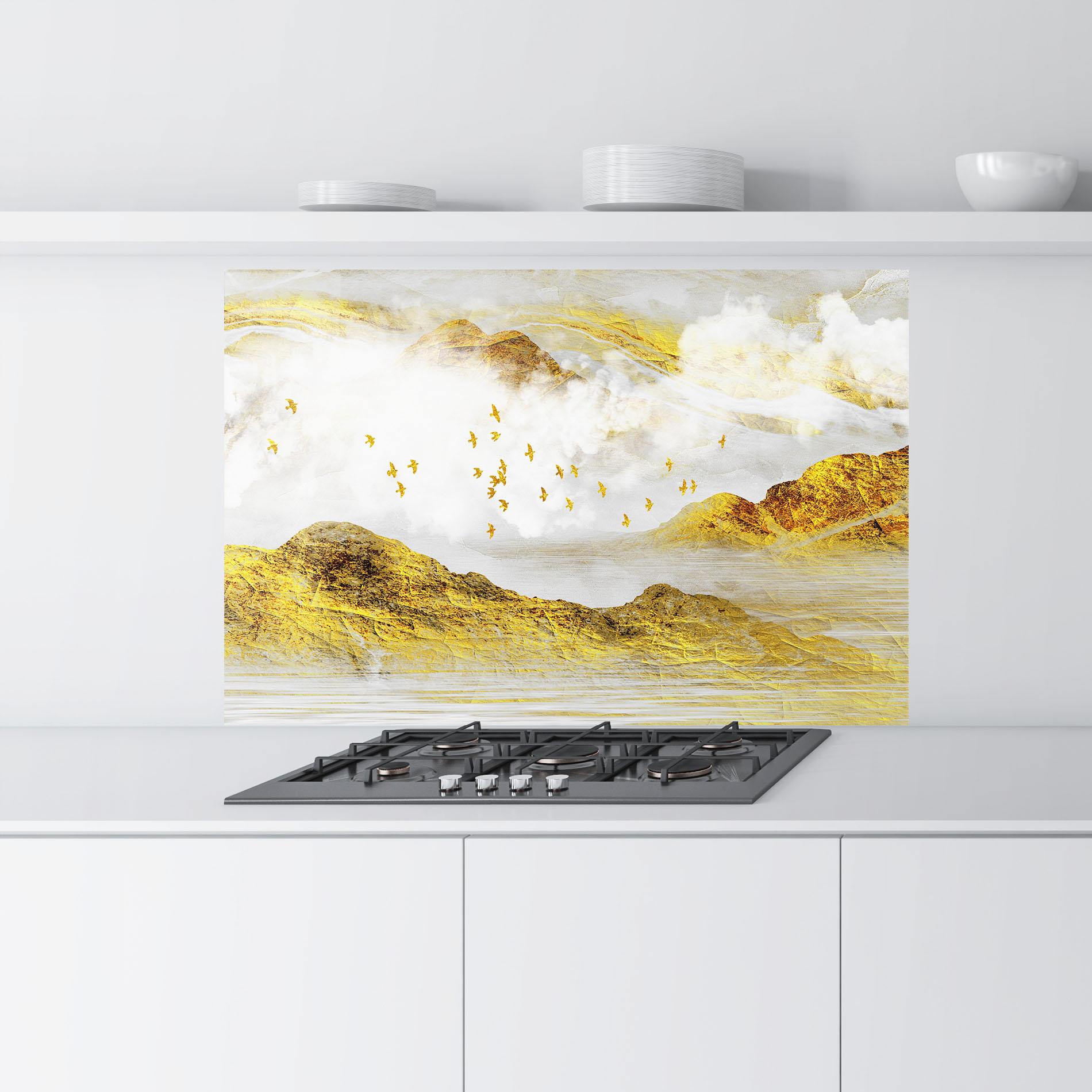 Panel Szklany do Kuchni Gold Mountains Abstract mockup 9