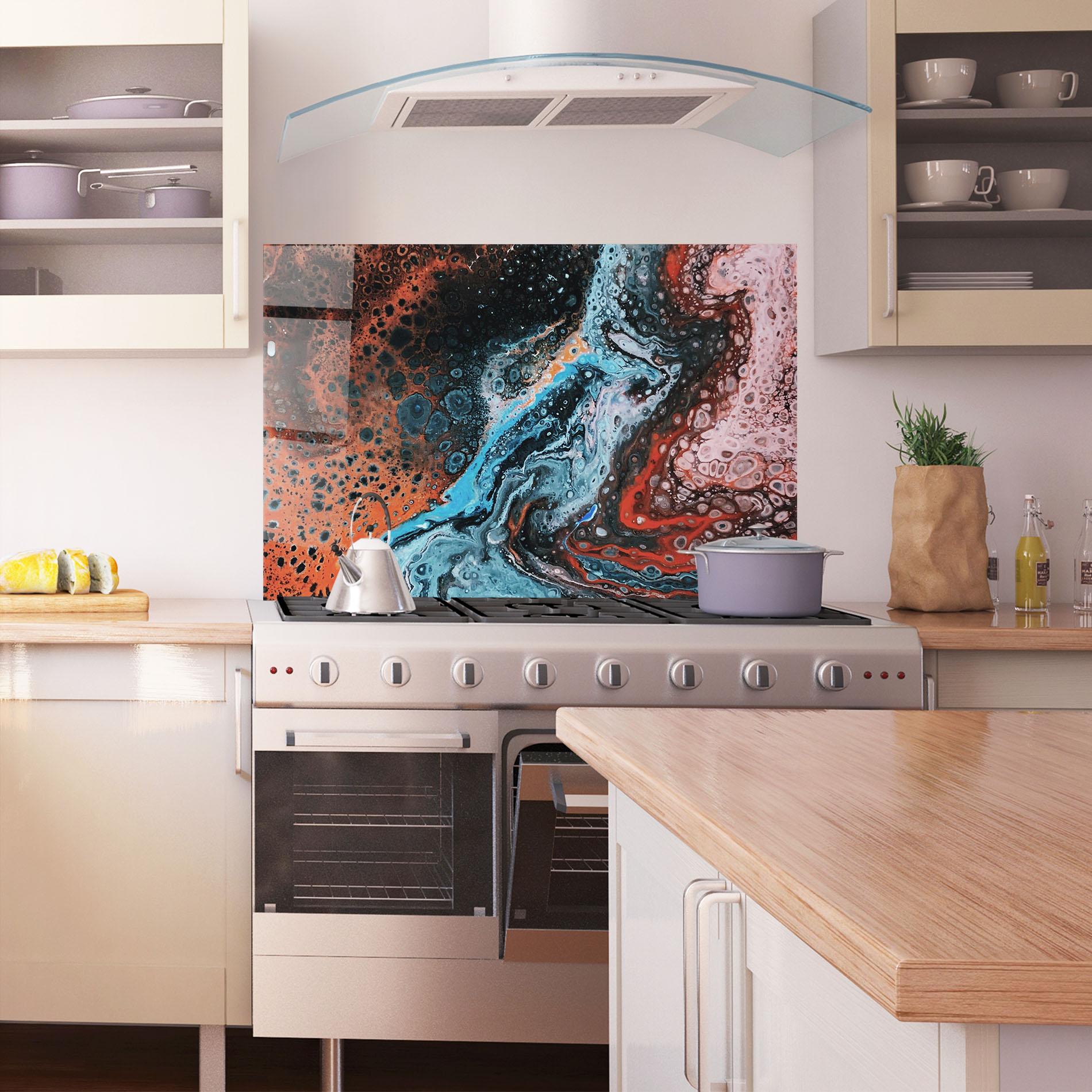 Panel Szklany do Kuchni Abstract Turqoise Colors mockup 1