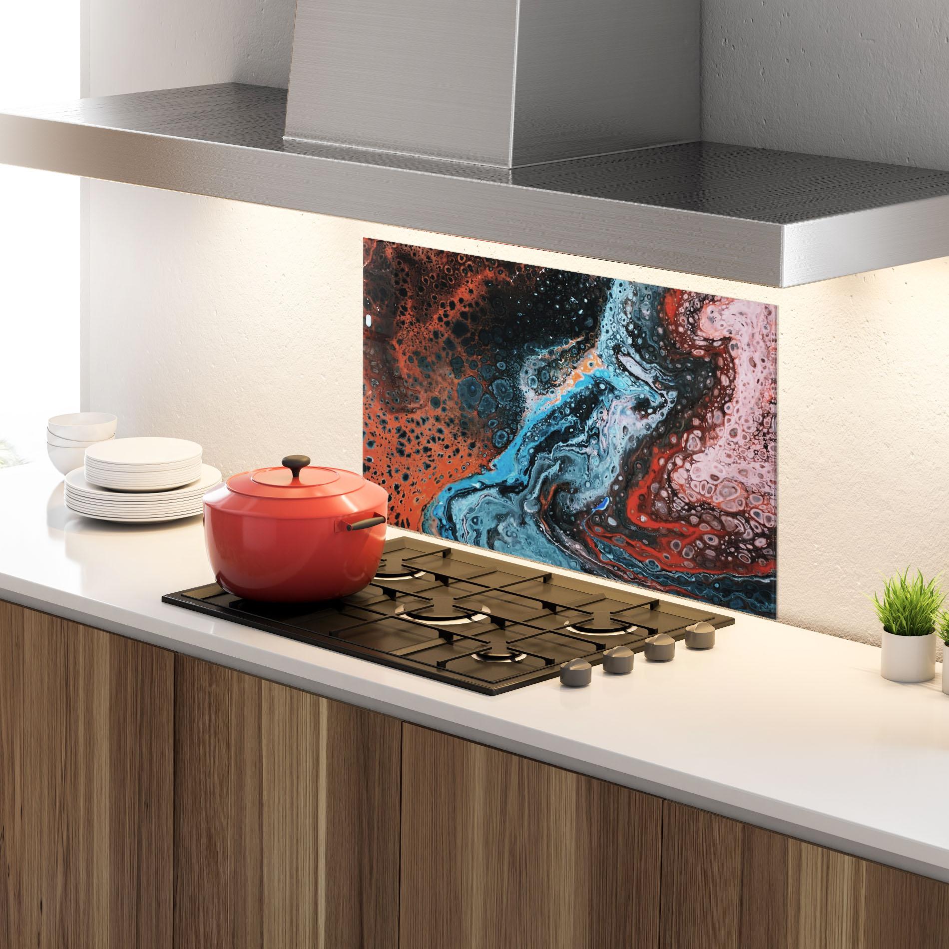 Panel Szklany do Kuchni Abstract Turqoise Colors mockup 4