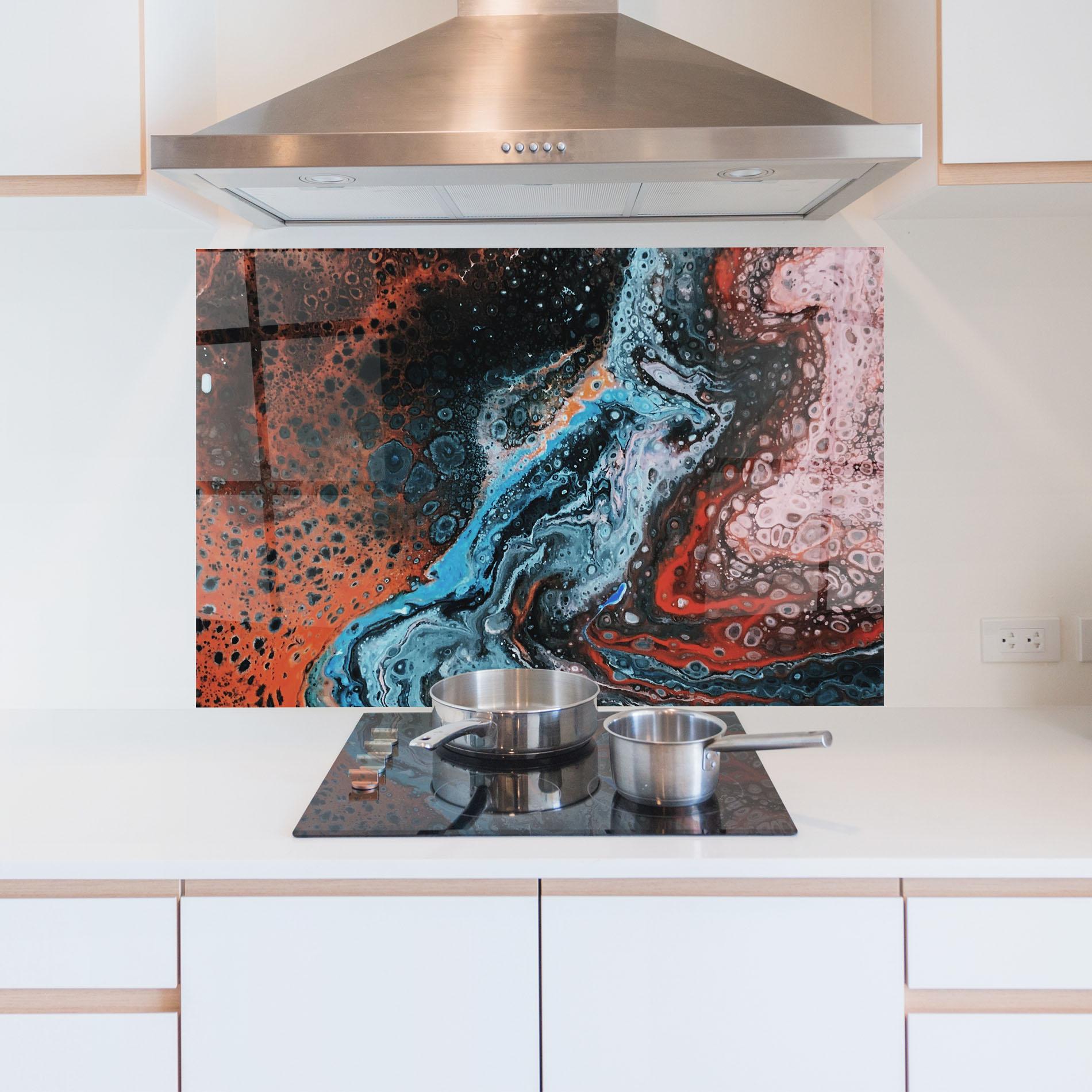 Panel Szklany do Kuchni Abstract Turqoise Colors mockup 5