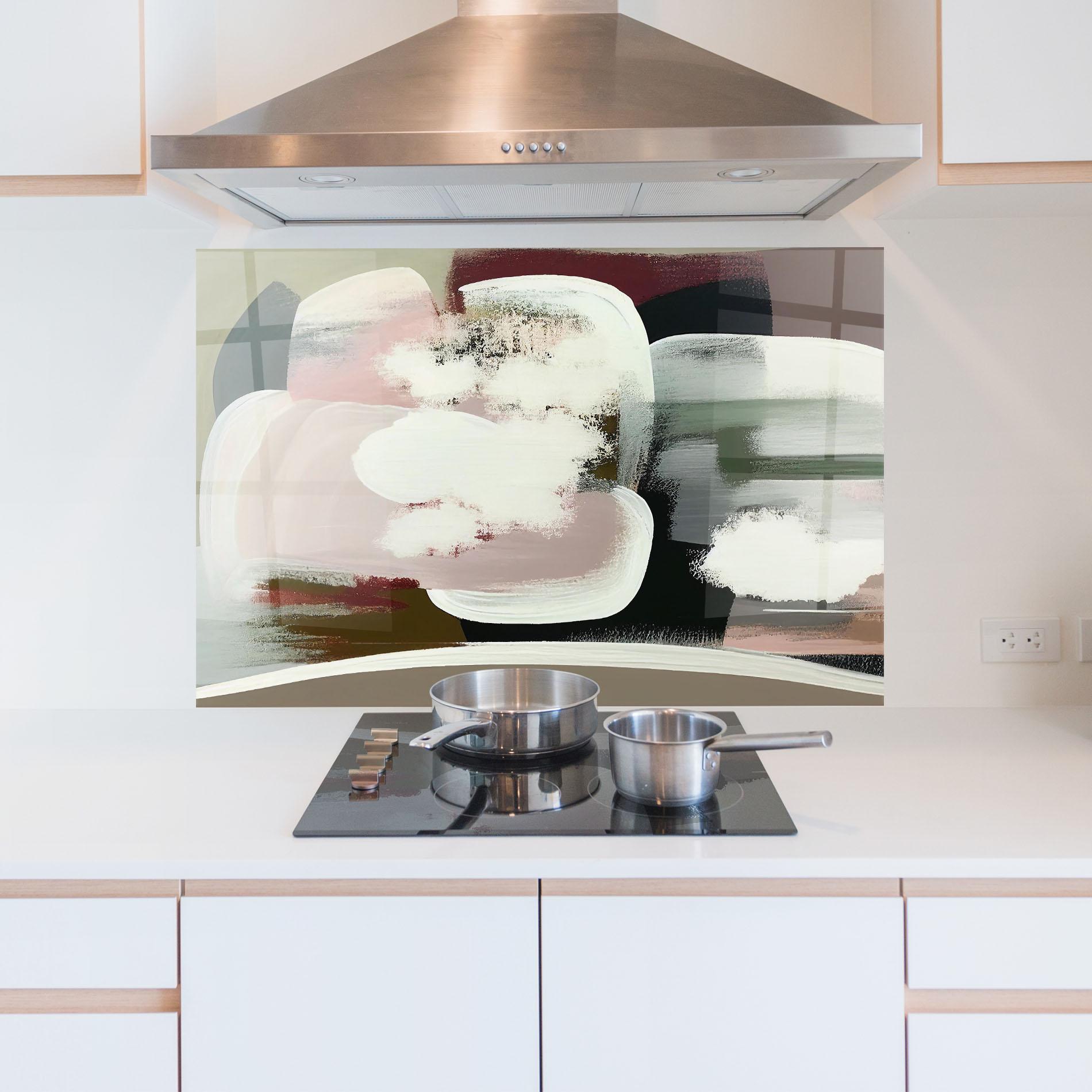 Panel Szklany do Kuchni Abstract White Clouds mockup 5