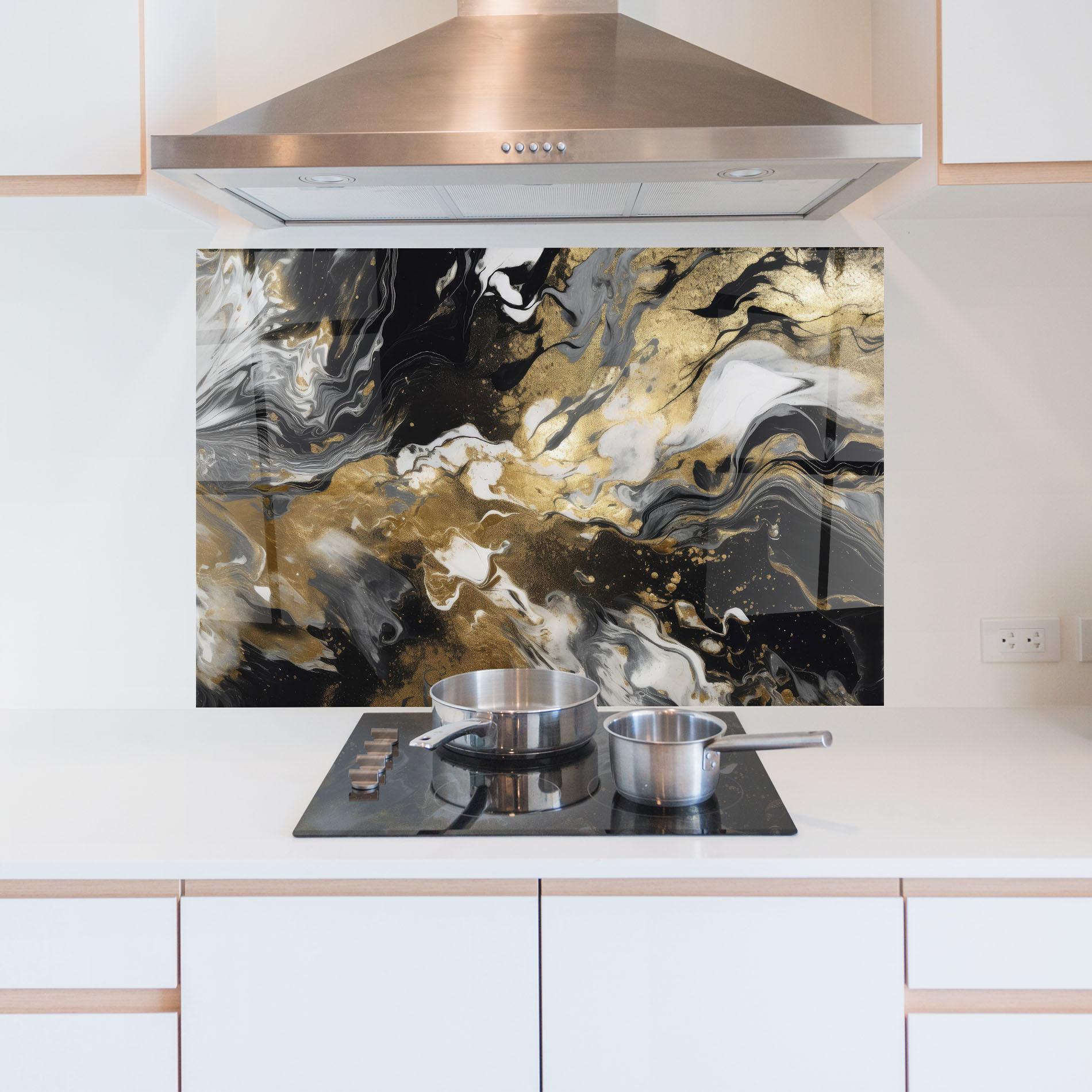 Panel Szklany do Kuchni Gold Acrylic Fluid mockup 5