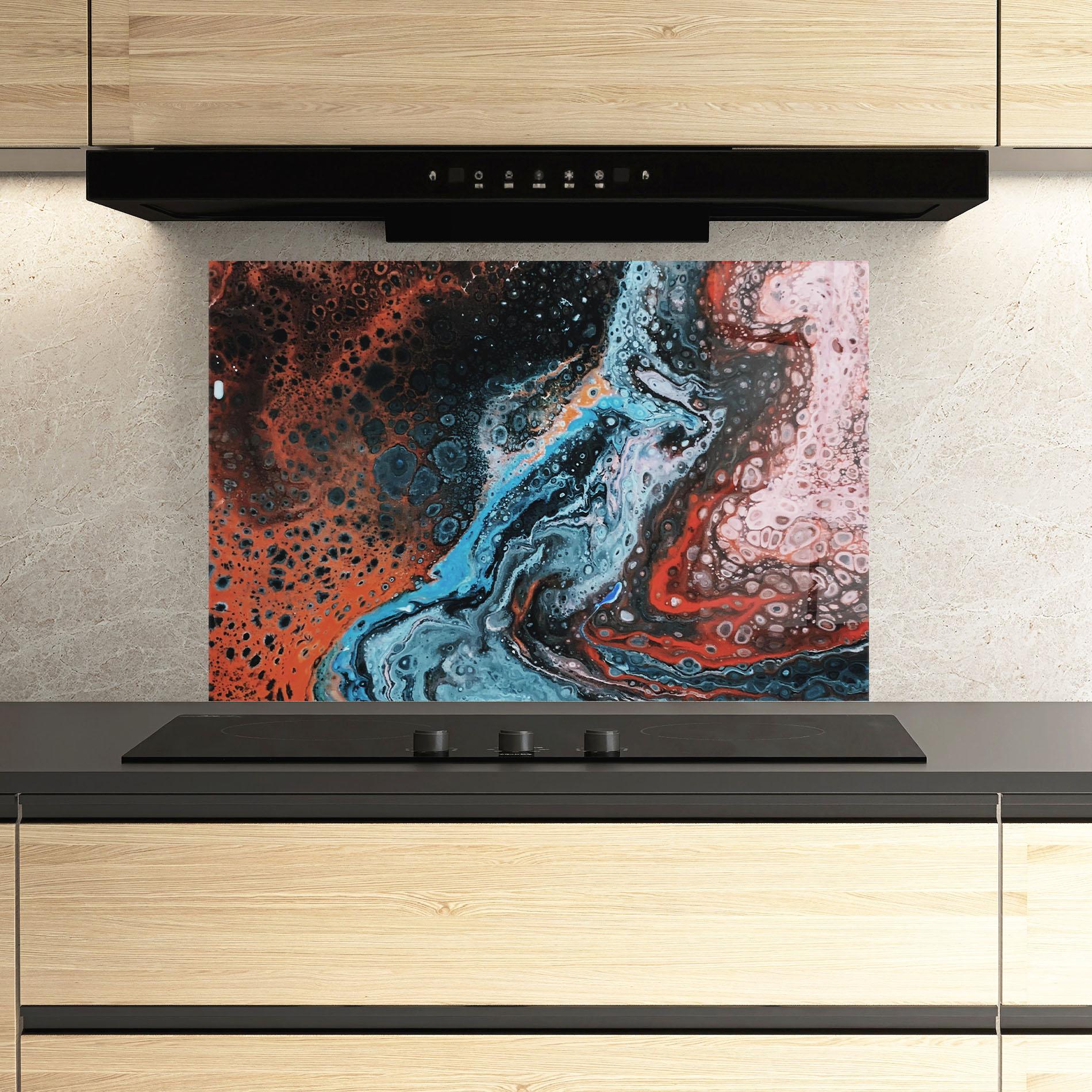 Panel Szklany do Kuchni Abstract Turqoise Colors mockup 3