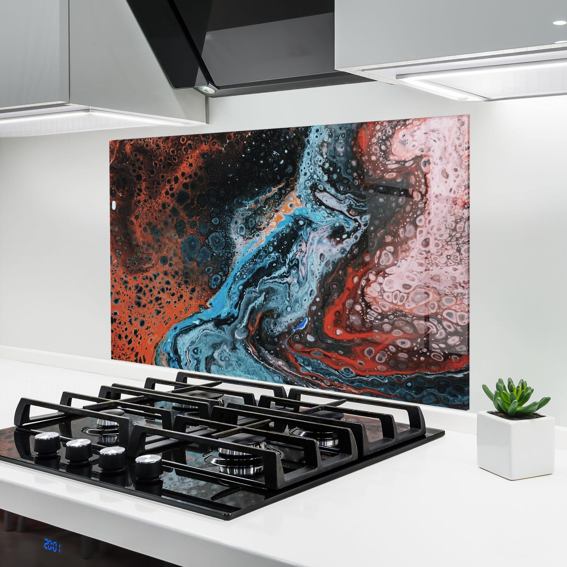 Panel Szklany do Kuchni Abstract Turqoise Colors mockup 6