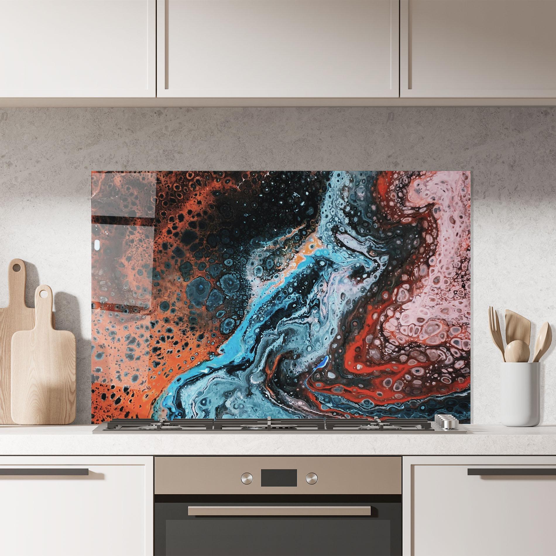 Panel Szklany do Kuchni Abstract Turqoise Colors mockup 7