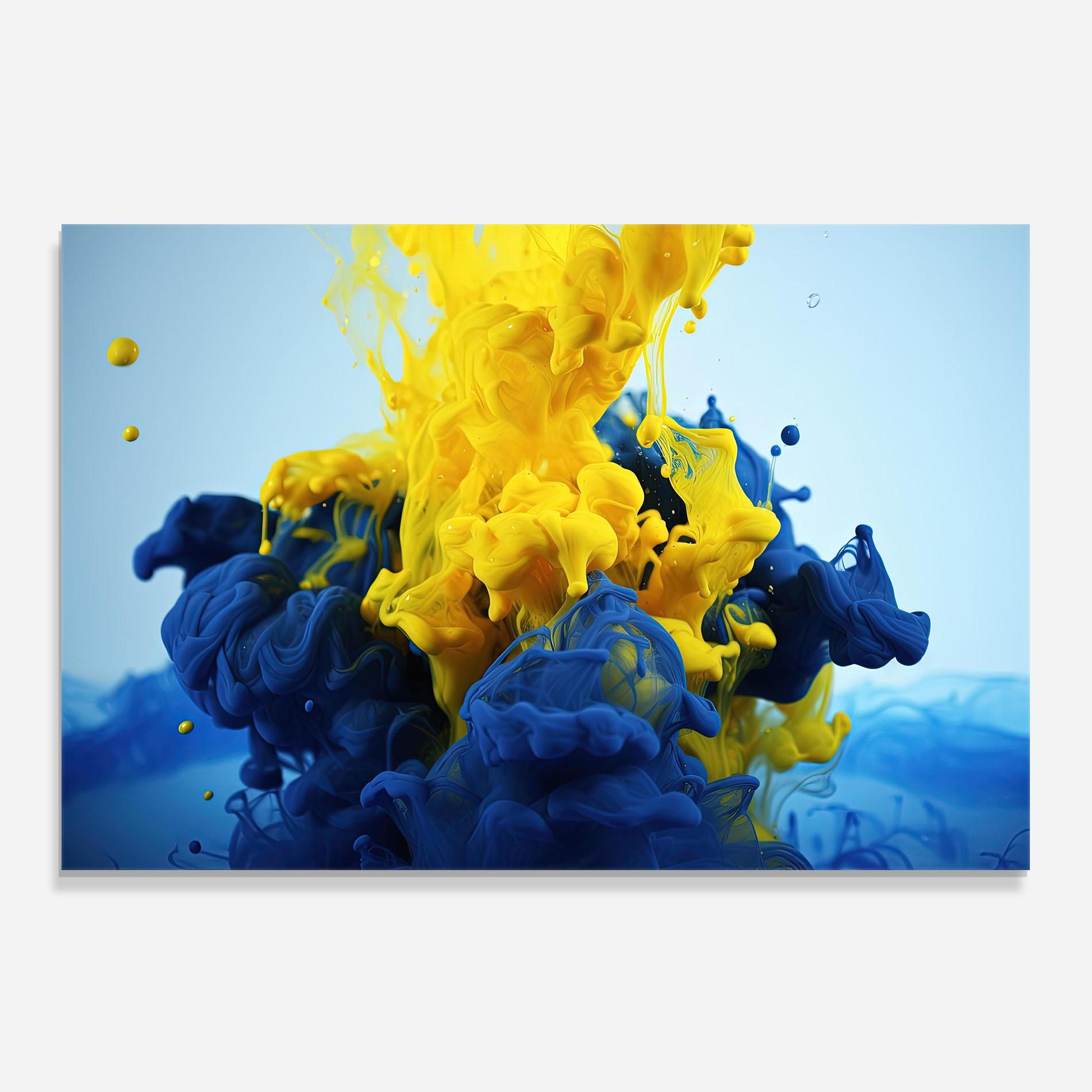 Panel Szklany do Kuchni Blue Yellow Smoke mockup 0