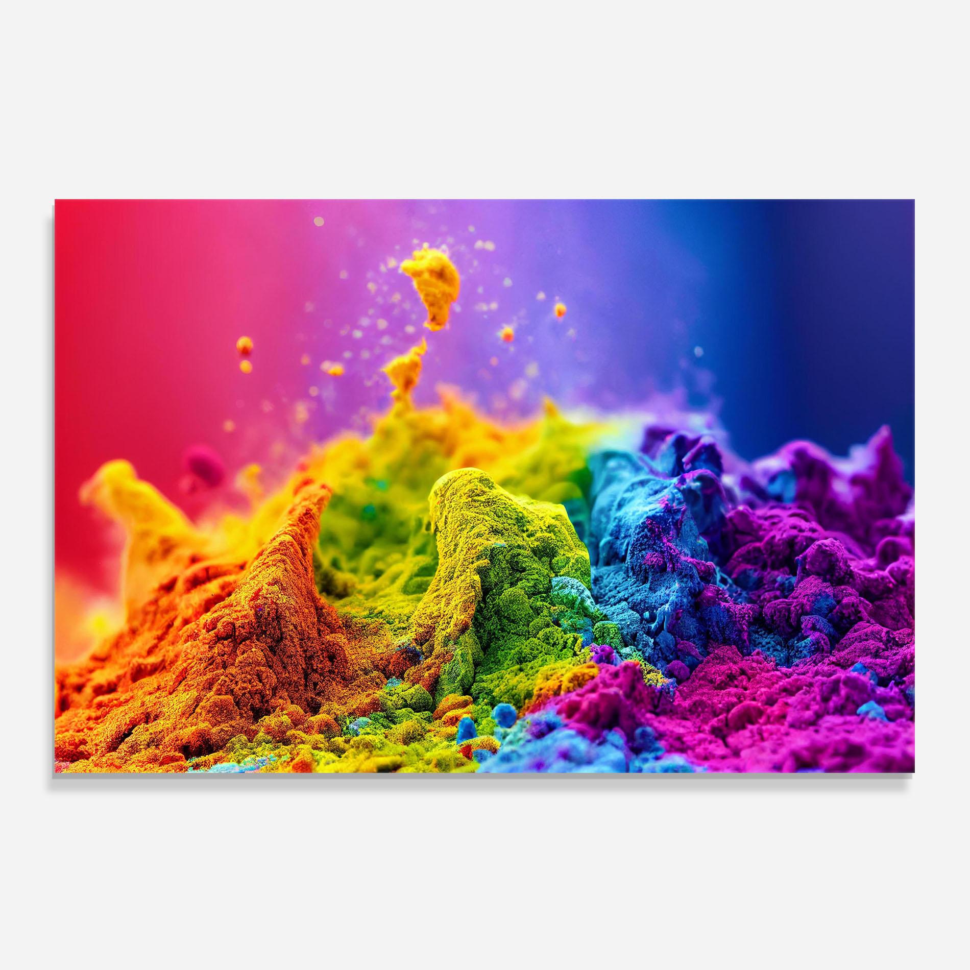 Panel Szklany do Kuchni Color Powder Explosion mockup 0