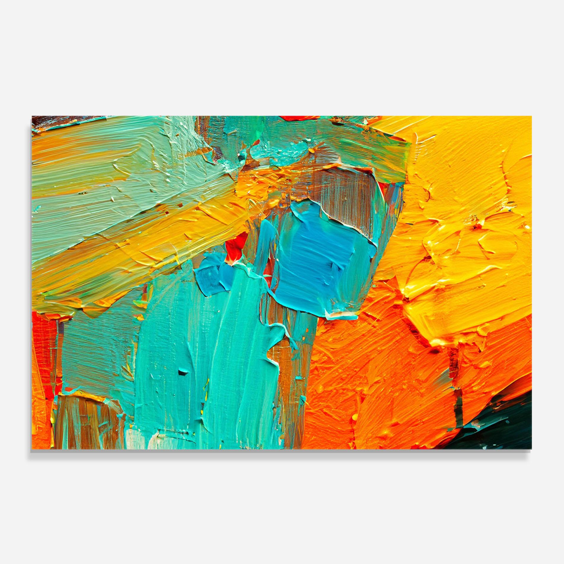 Panel Szklany do Kuchni Orange Blue Painting mockup 0