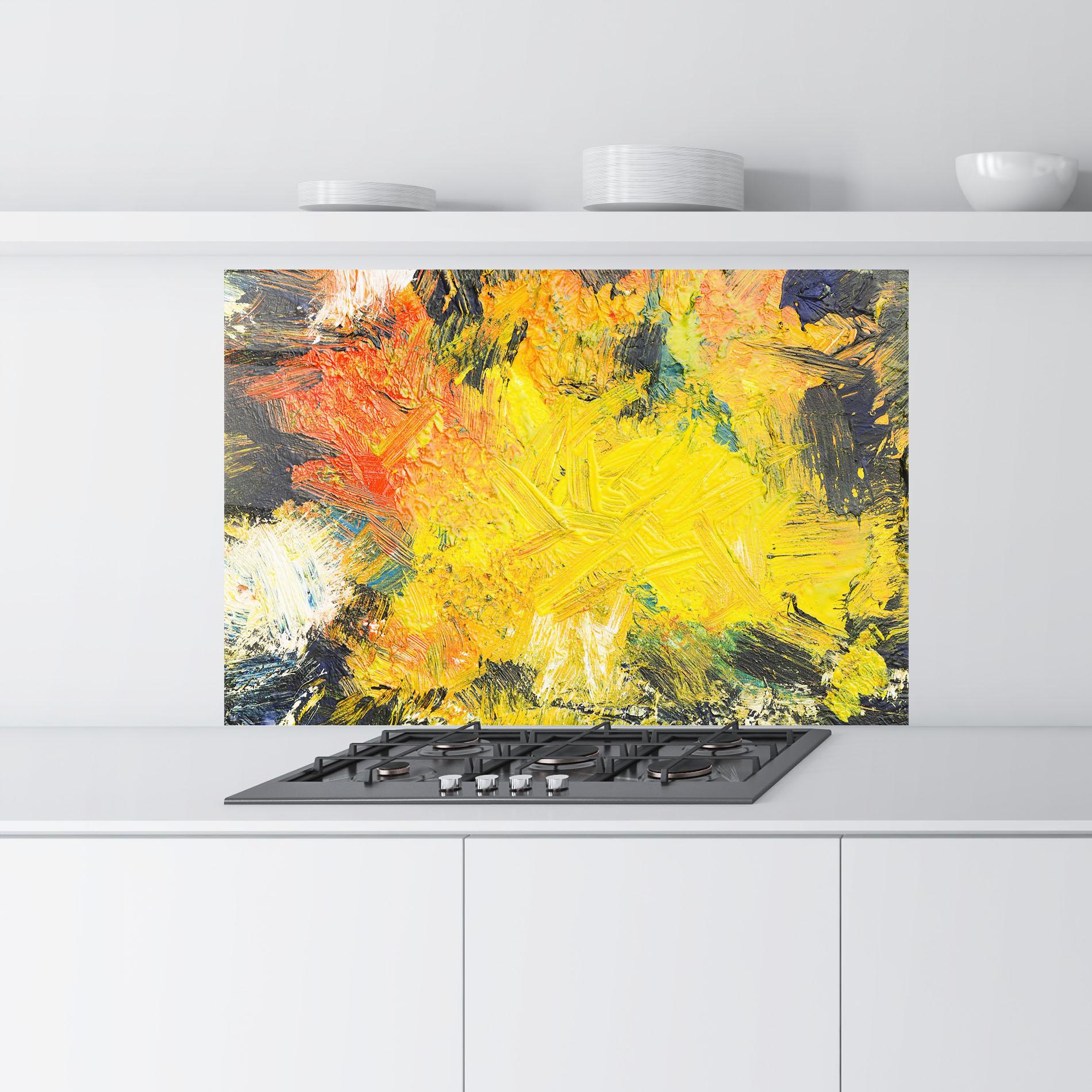 Panel Szklany do Kuchni Artistic Yellow Painting mockup 9
