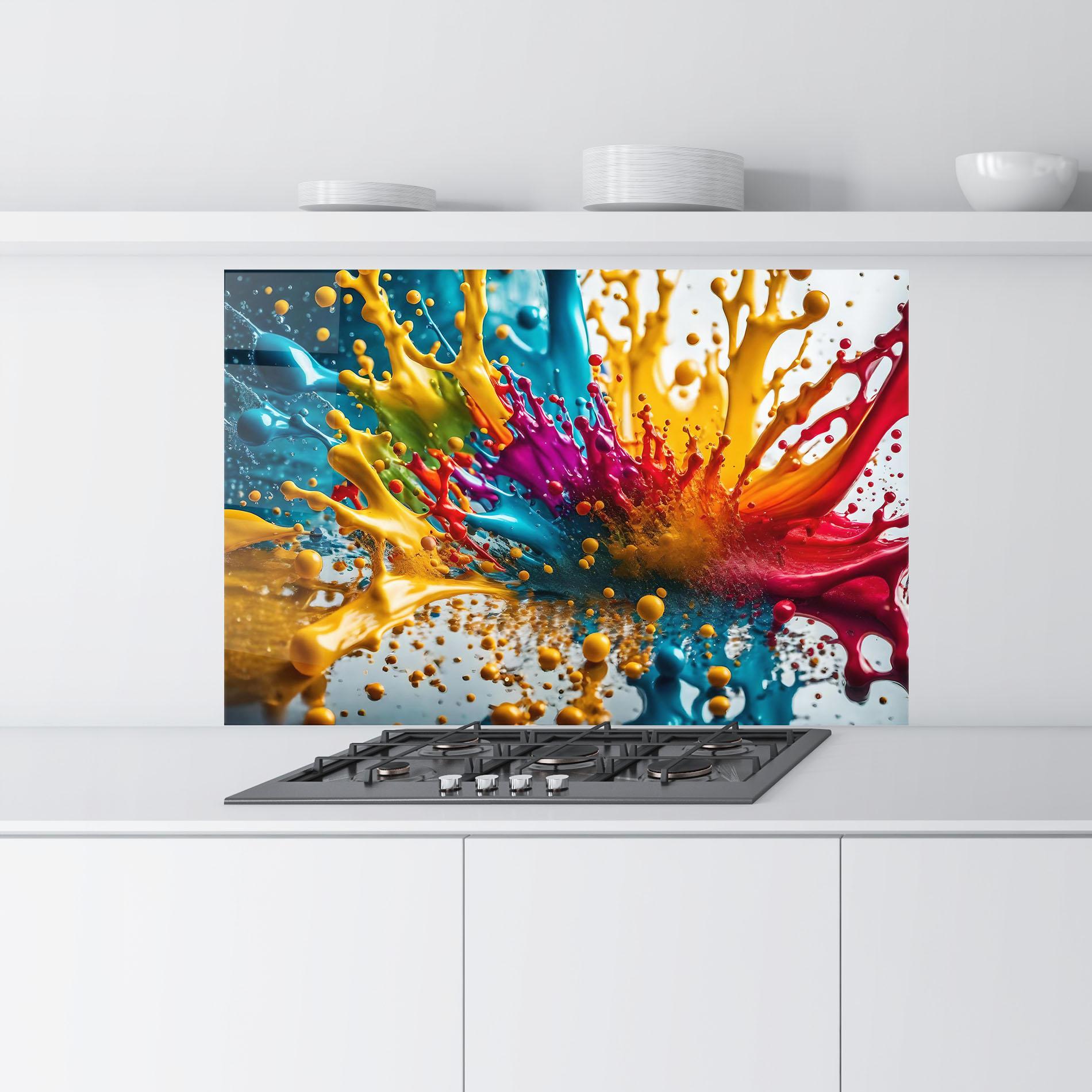 Panel Szklany do Kuchni Colorful Water Splash mockup 9