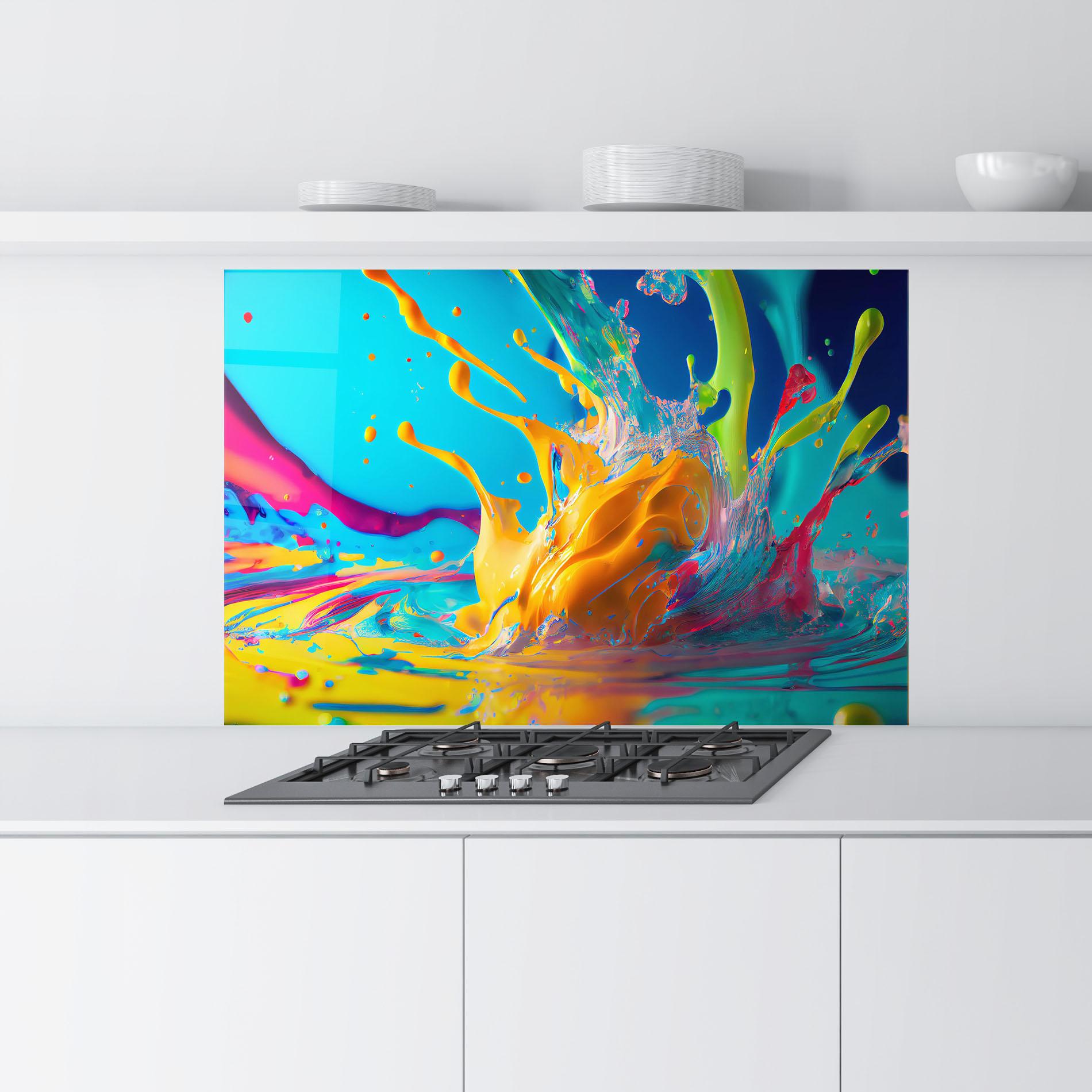 Panel Szklany do Kuchni Colorful Water Splashing mockup 9