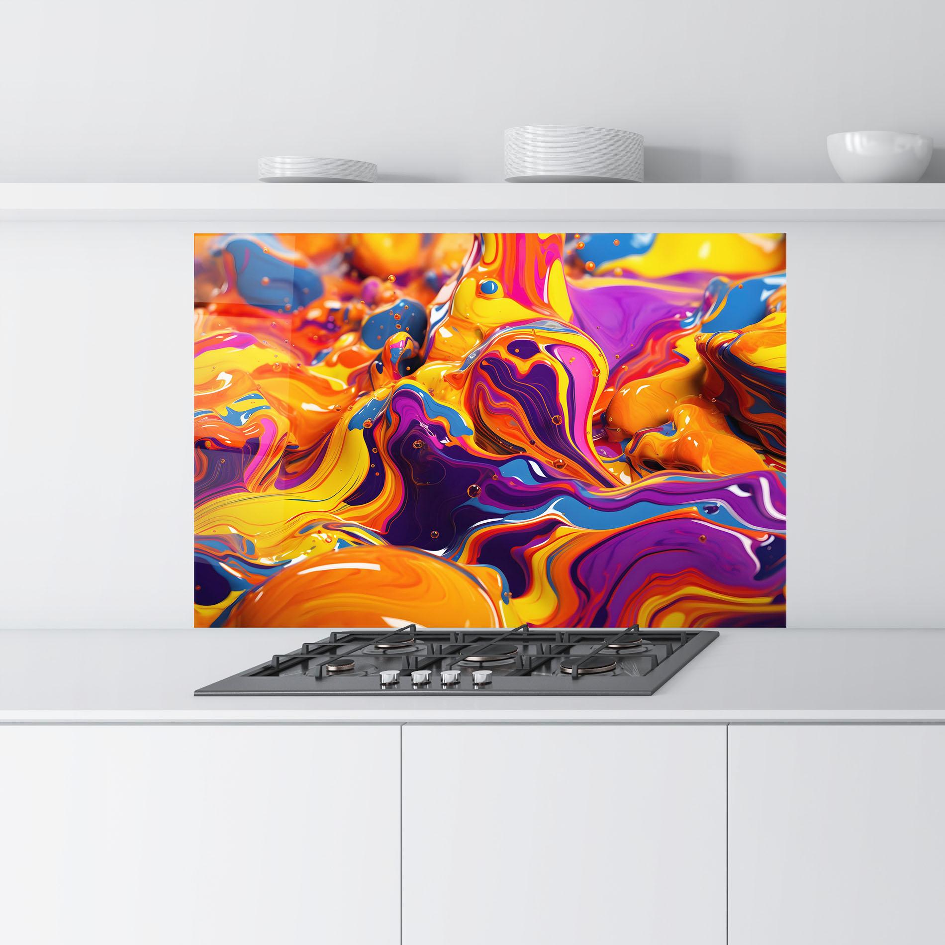 Panel Szklany do Kuchni Colorful Waves mockup 9