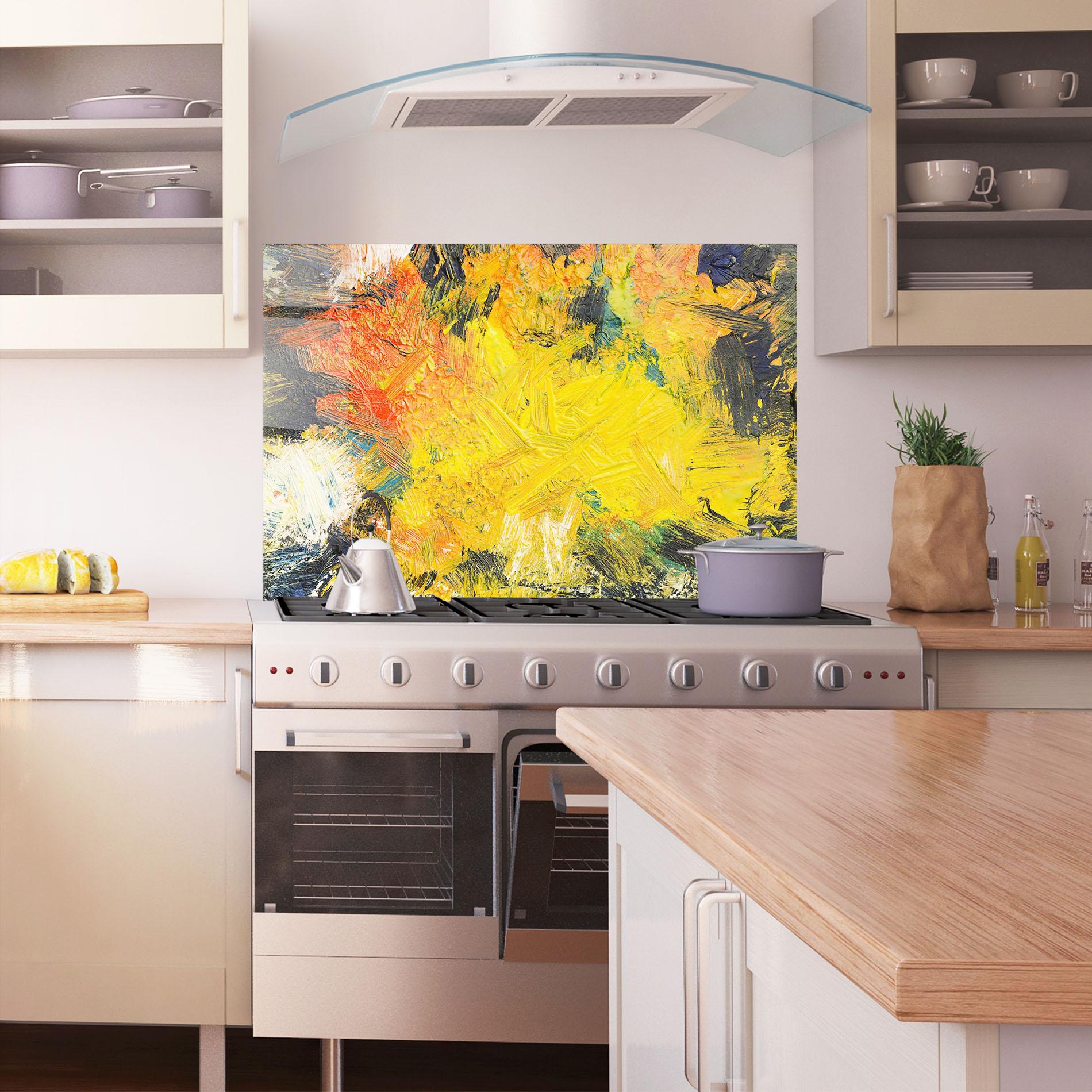 Panel Szklany do Kuchni Artistic Yellow Painting mockup 1