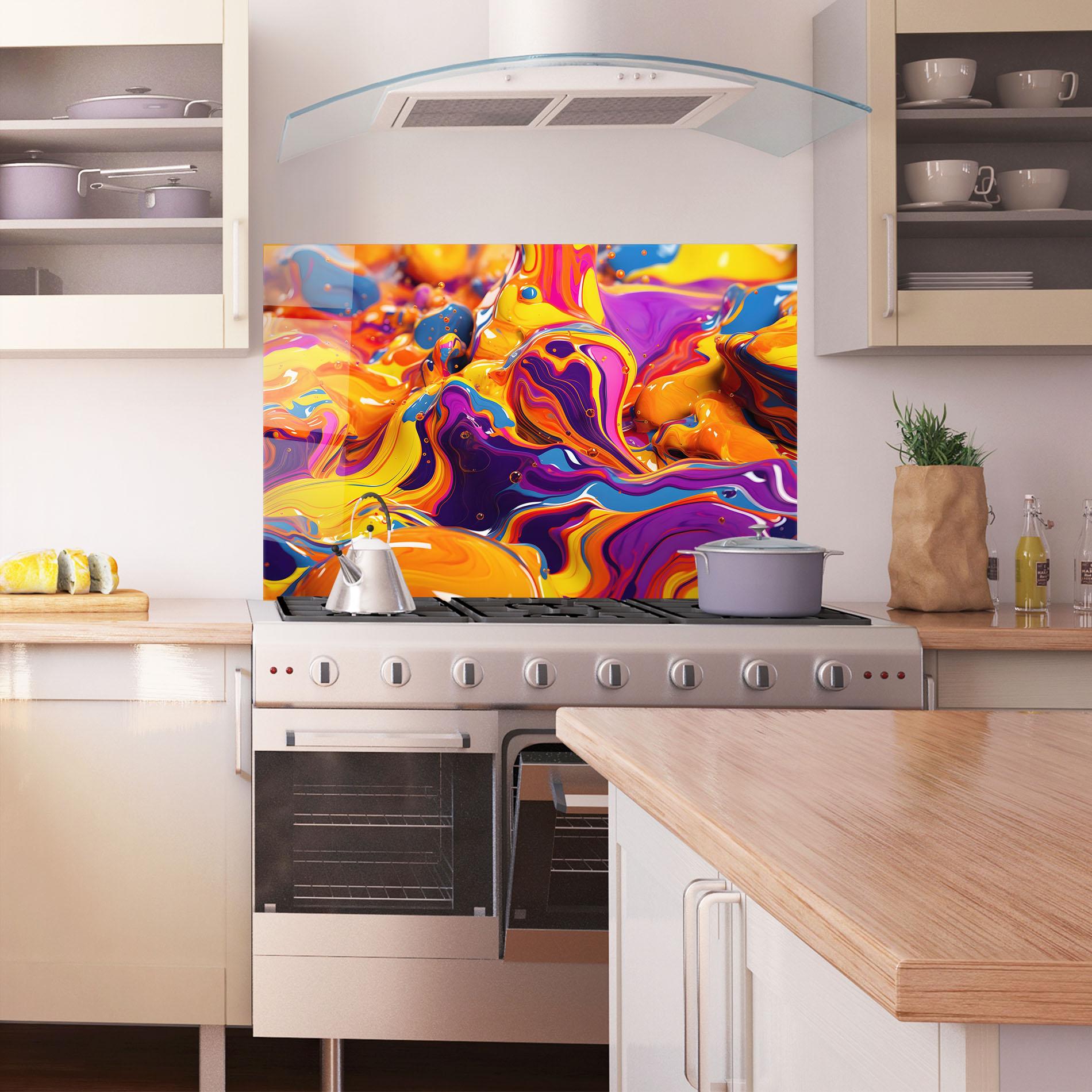 Panel Szklany do Kuchni Colorful Waves mockup 1