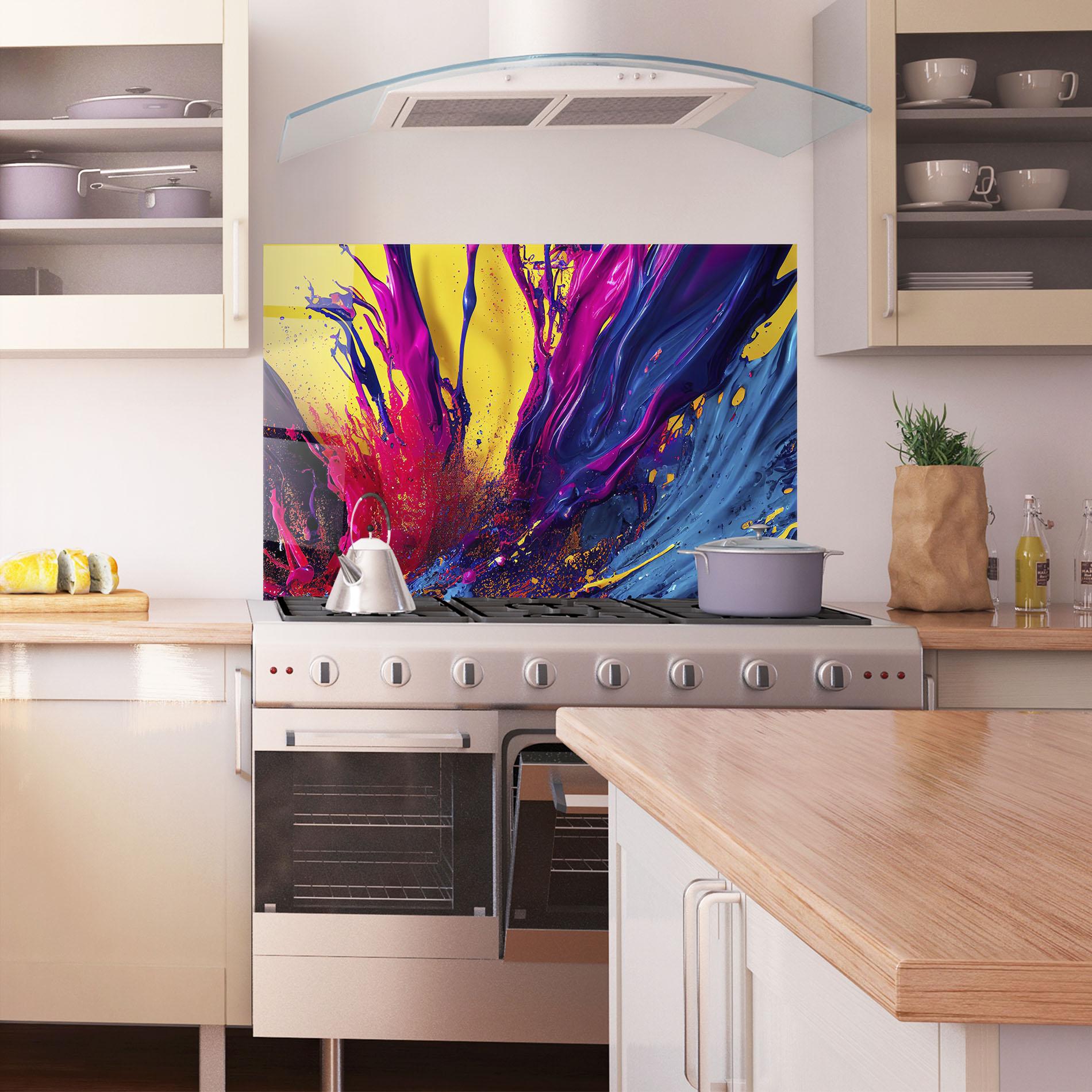 Panel Szklany do Kuchni Purple And Blue Splash mockup 1
