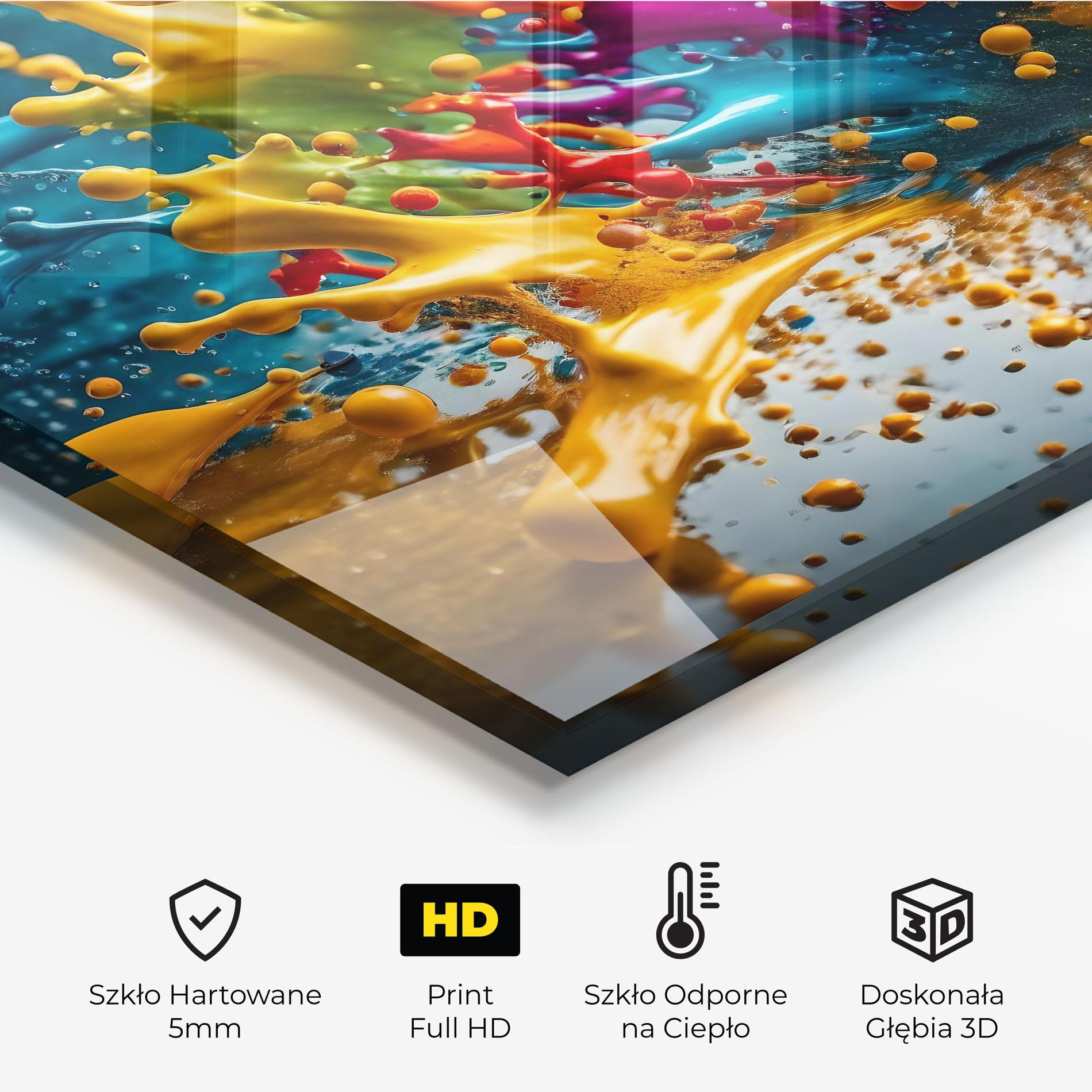 Panel Szklany do Kuchni Colorful Water Splash mockup 2