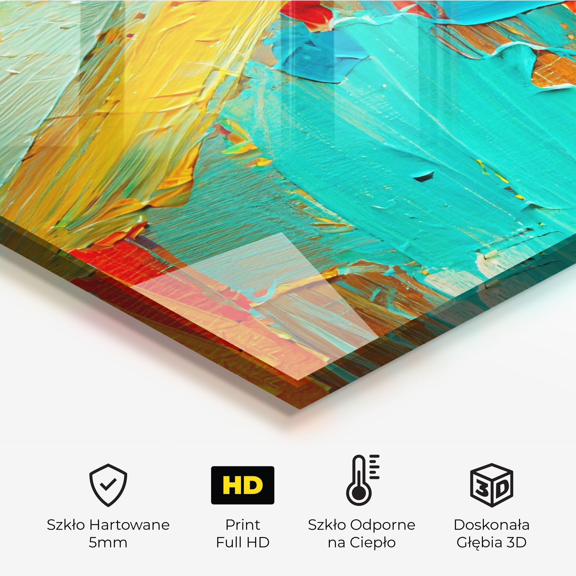 Panel Szklany do Kuchni Orange Blue Painting mockup 2