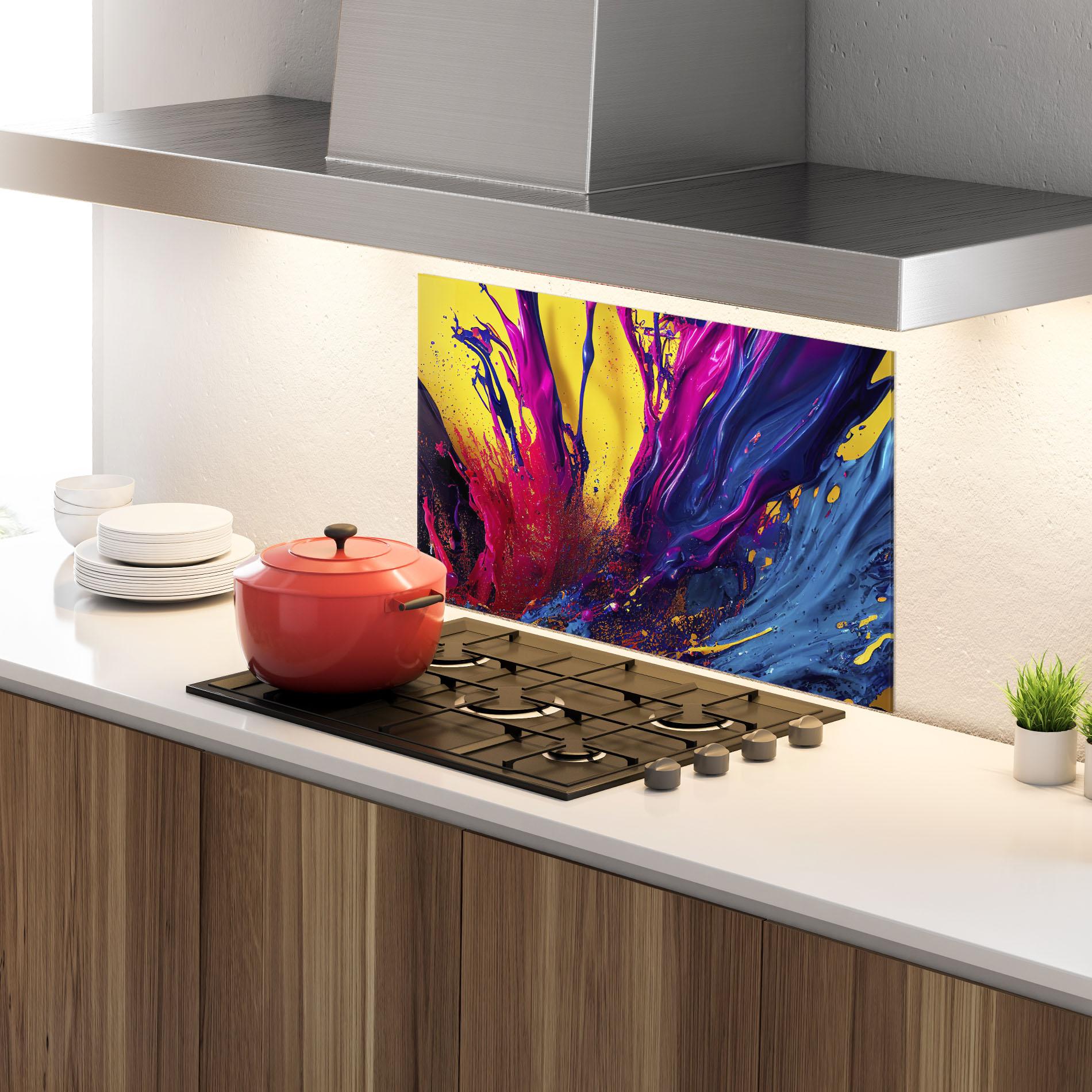 Panel Szklany do Kuchni Purple And Blue Splash mockup 4