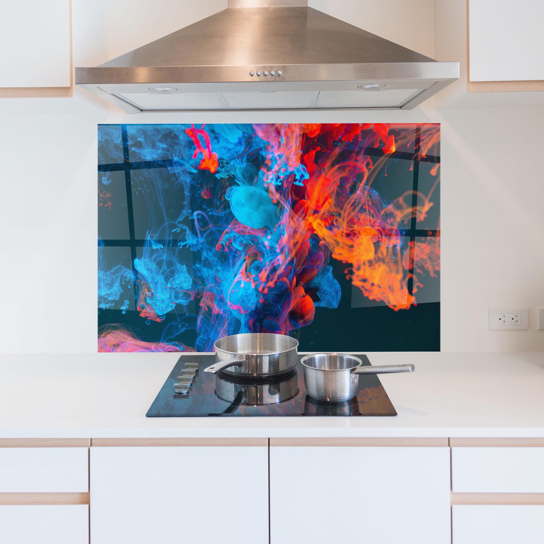 Panel Szklany do Kuchni Abstract Blue And Red mockup 5