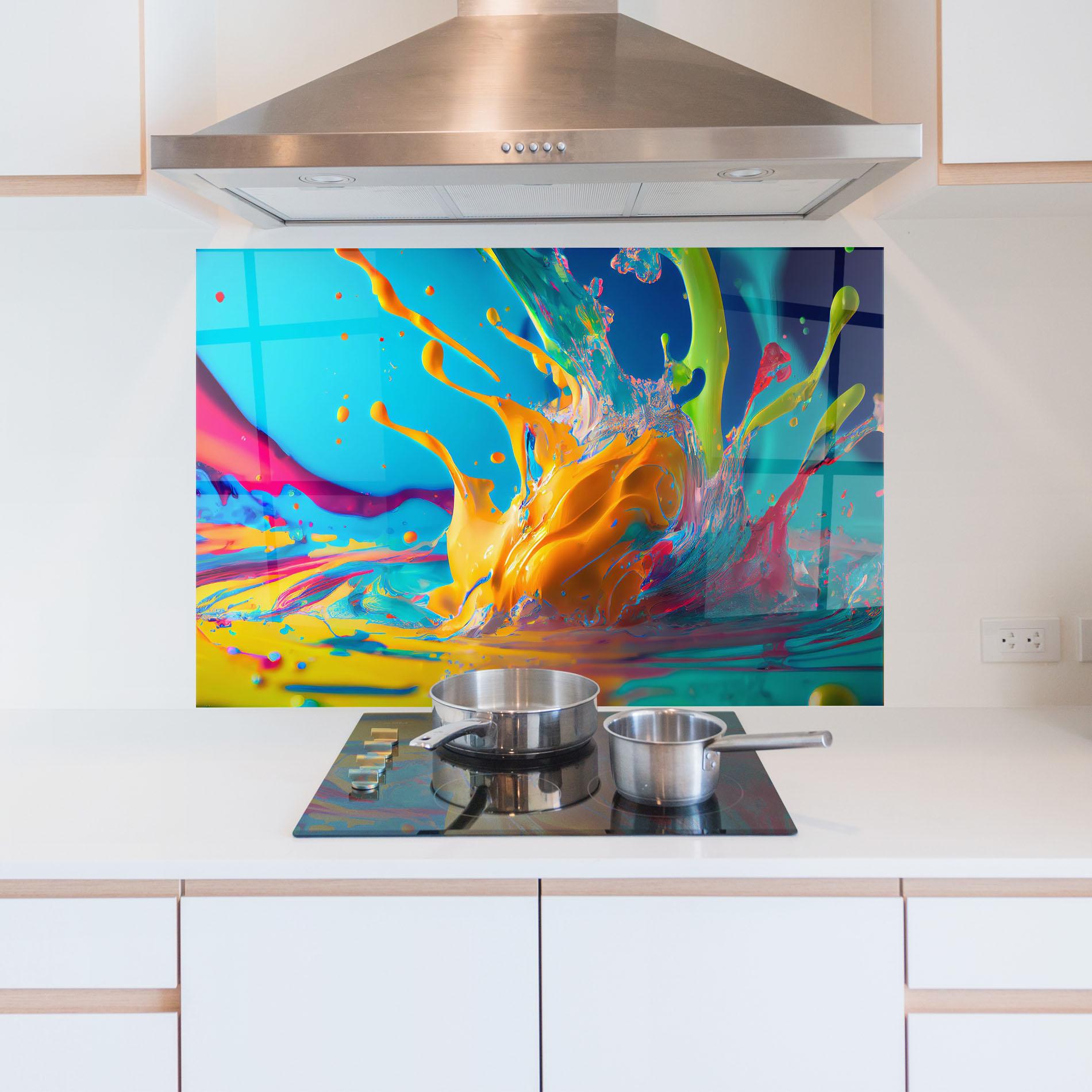Panel Szklany do Kuchni Colorful Water Splashing mockup 5
