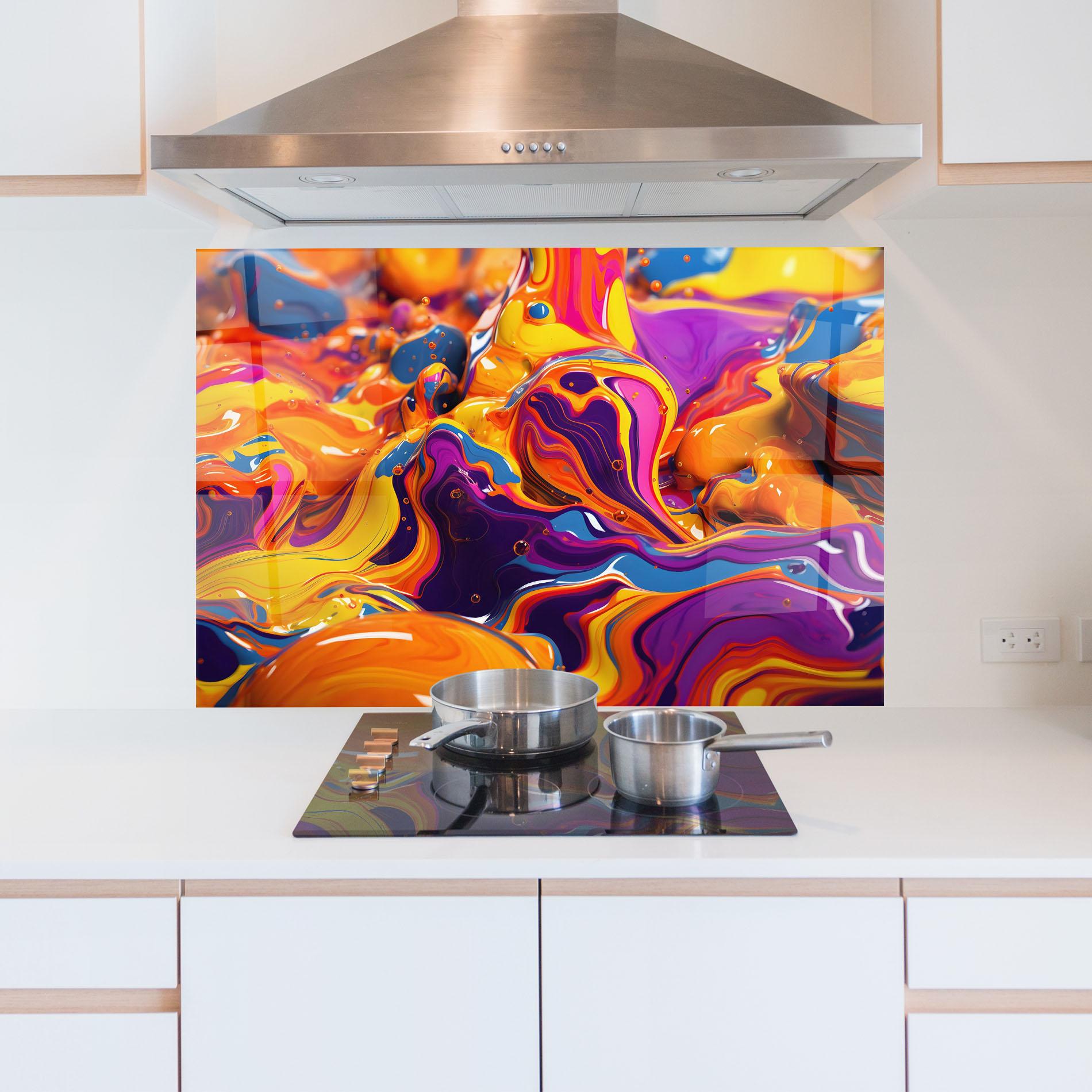 Panel Szklany do Kuchni Colorful Waves mockup 5