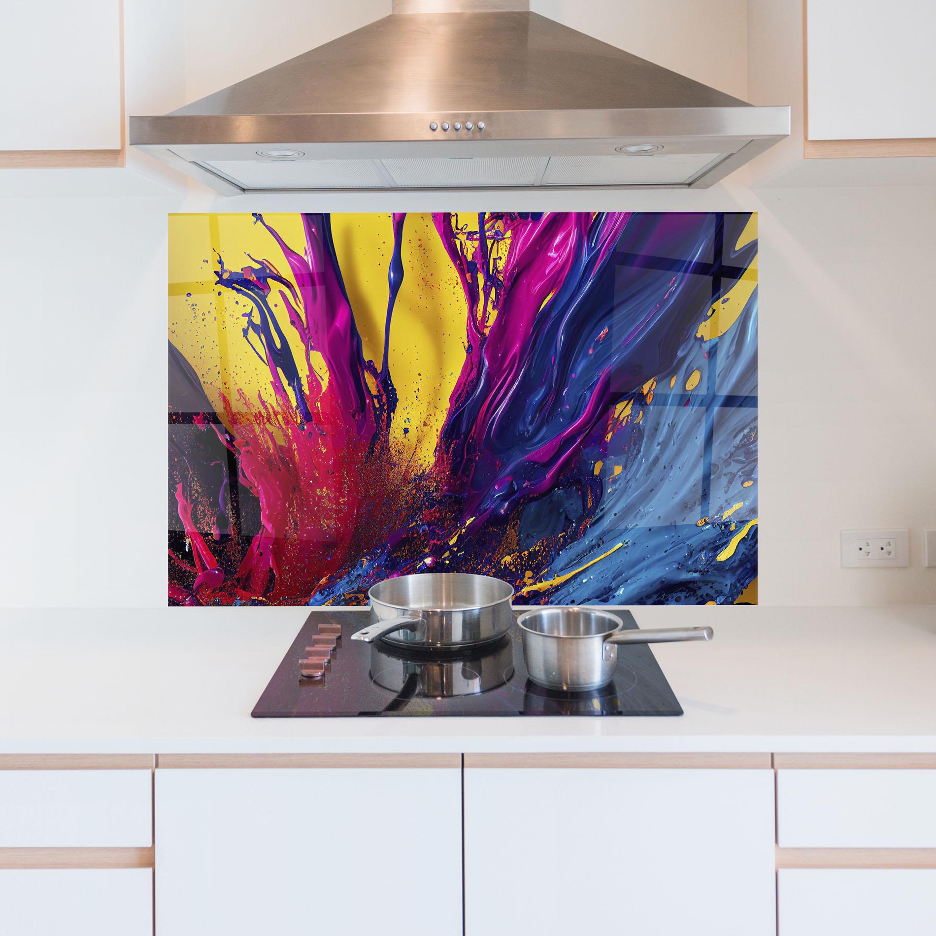 Panel Szklany do Kuchni Purple And Blue Splash mockup 5
