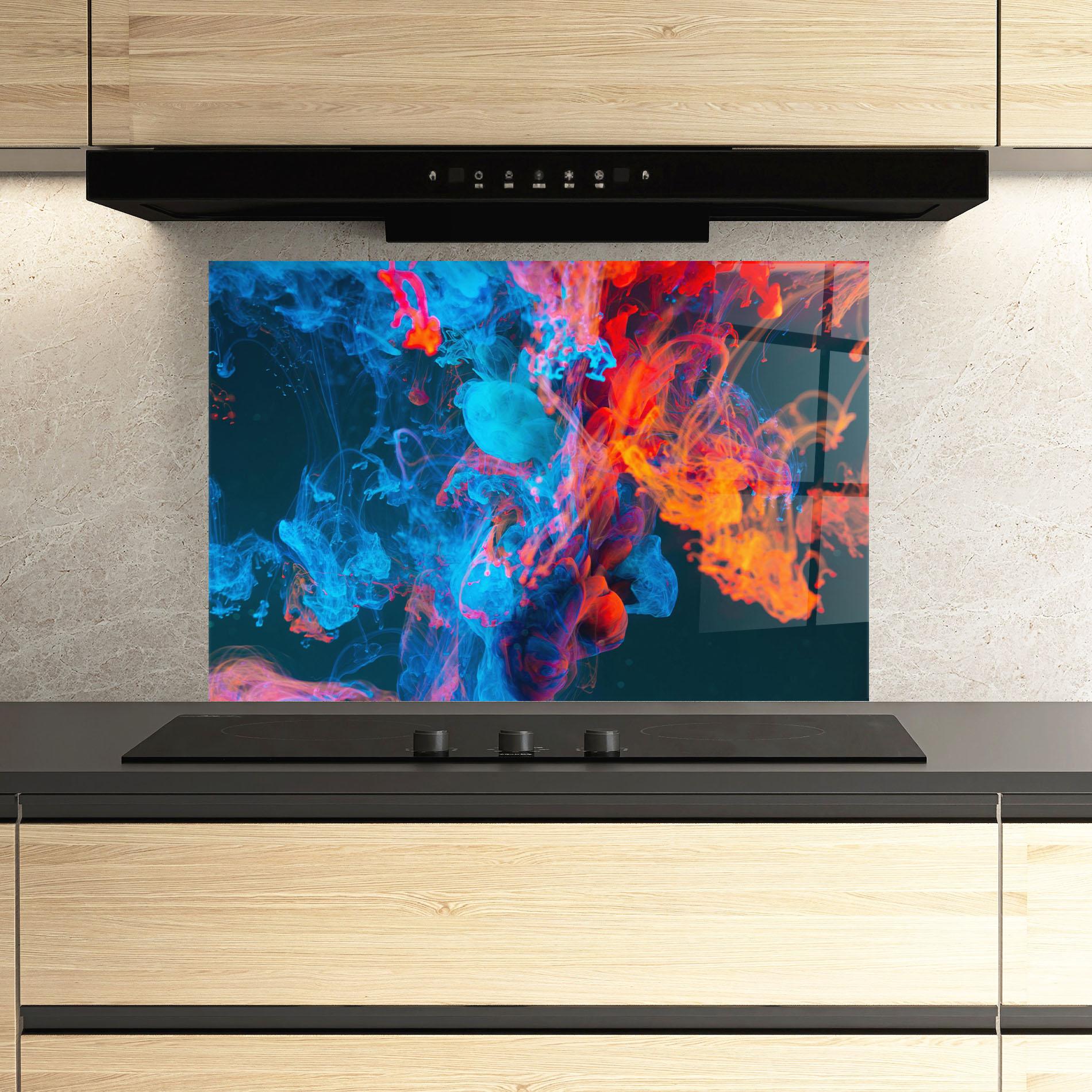 Panel Szklany do Kuchni Abstract Blue And Red mockup 3