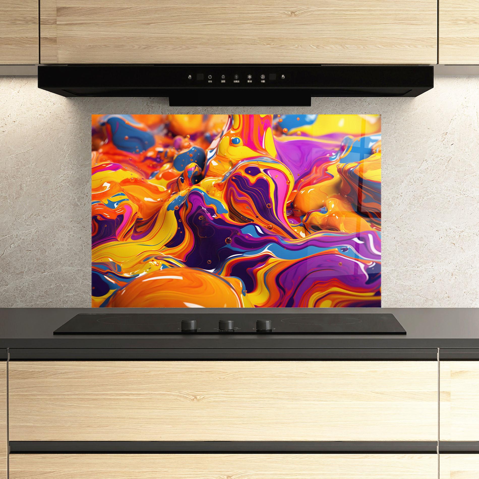 Panel Szklany do Kuchni Colorful Waves mockup 3