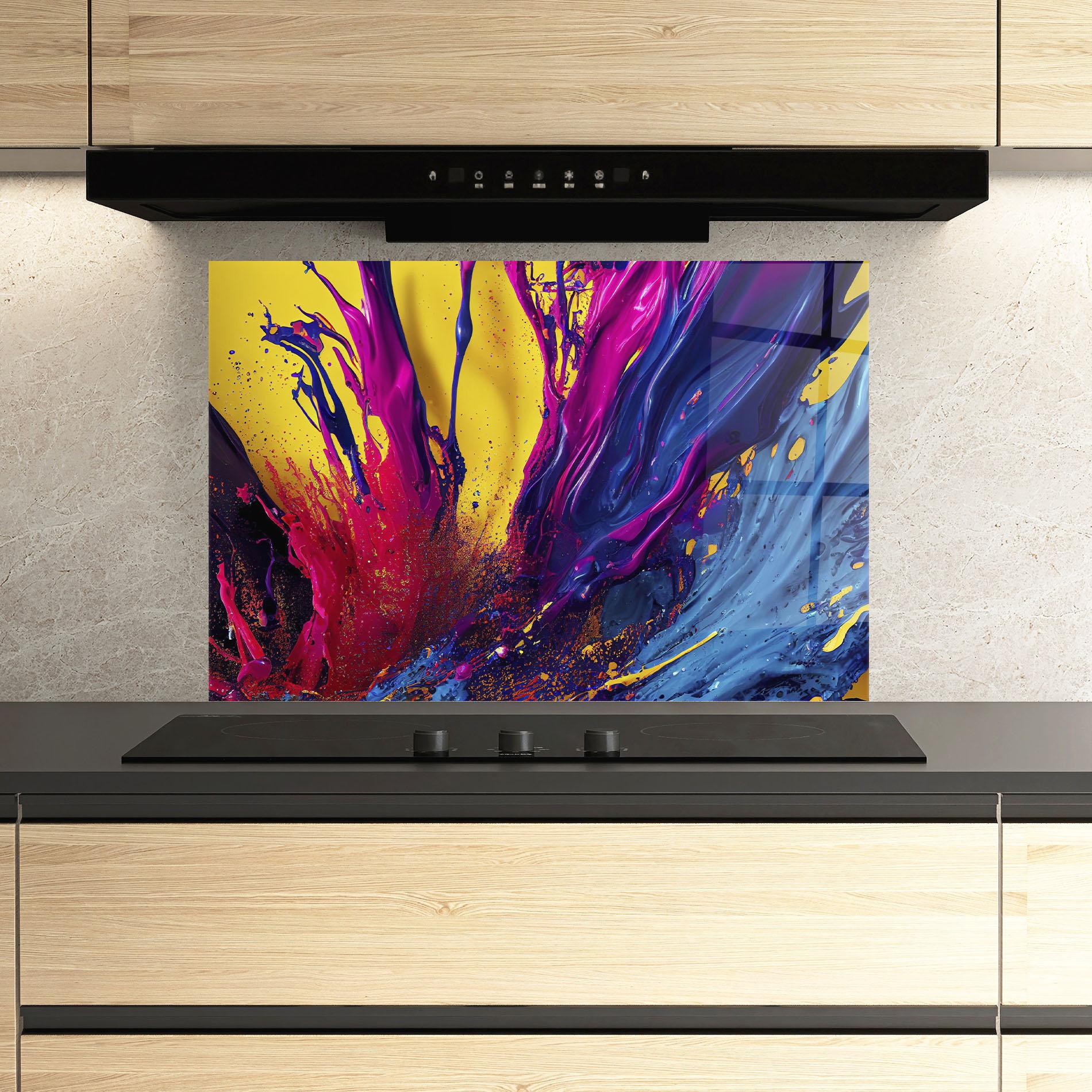 Panel Szklany do Kuchni Purple And Blue Splash mockup 3