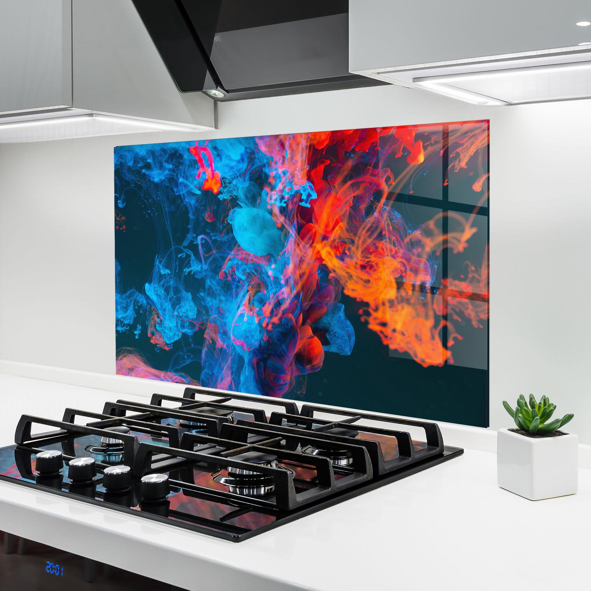 Panel Szklany do Kuchni Abstract Blue And Red mockup 6