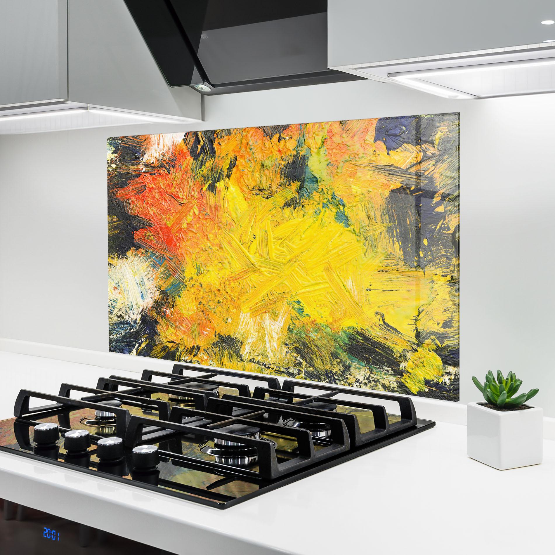Panel Szklany do Kuchni Artistic Yellow Painting mockup 6