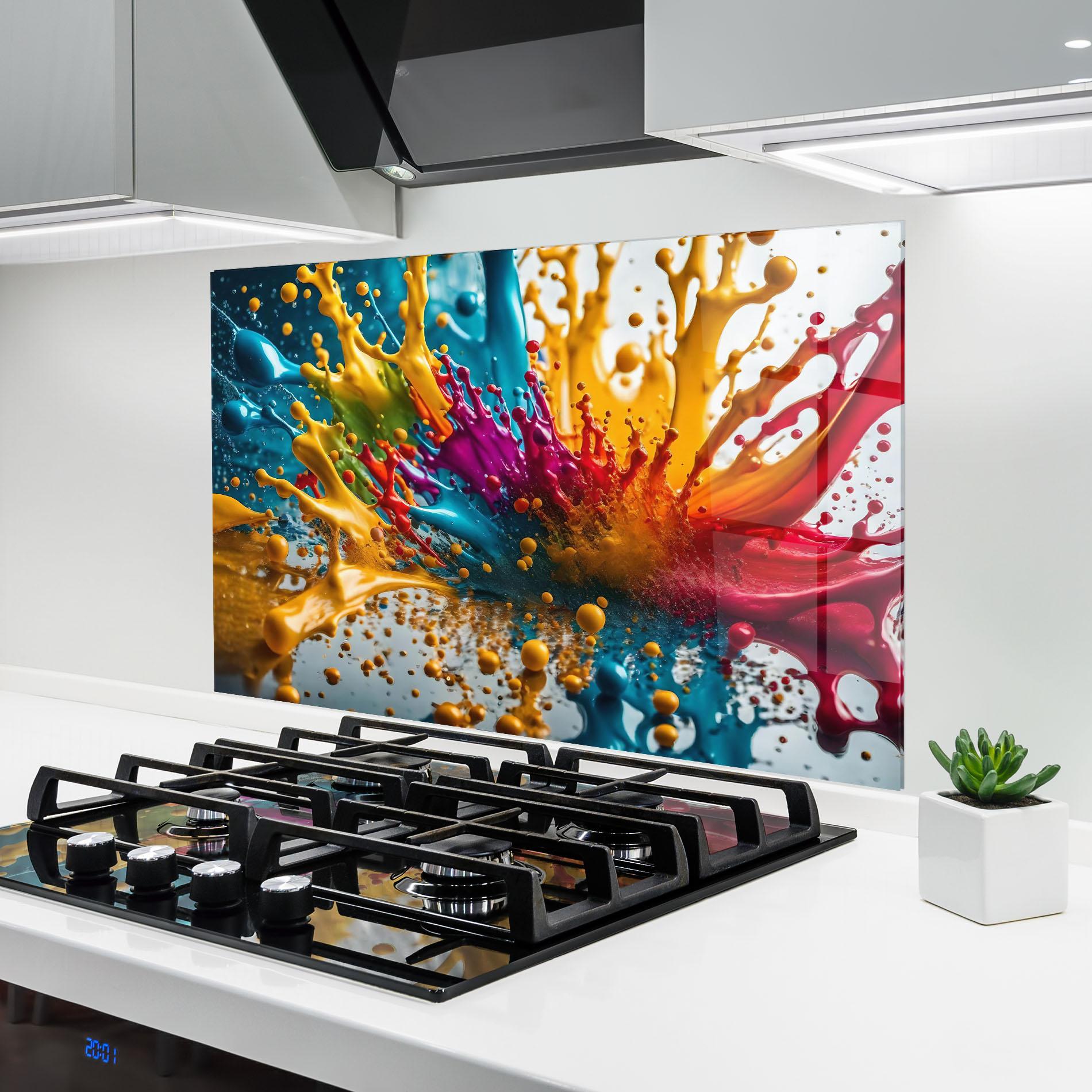Panel Szklany do Kuchni Colorful Water Splash mockup 6