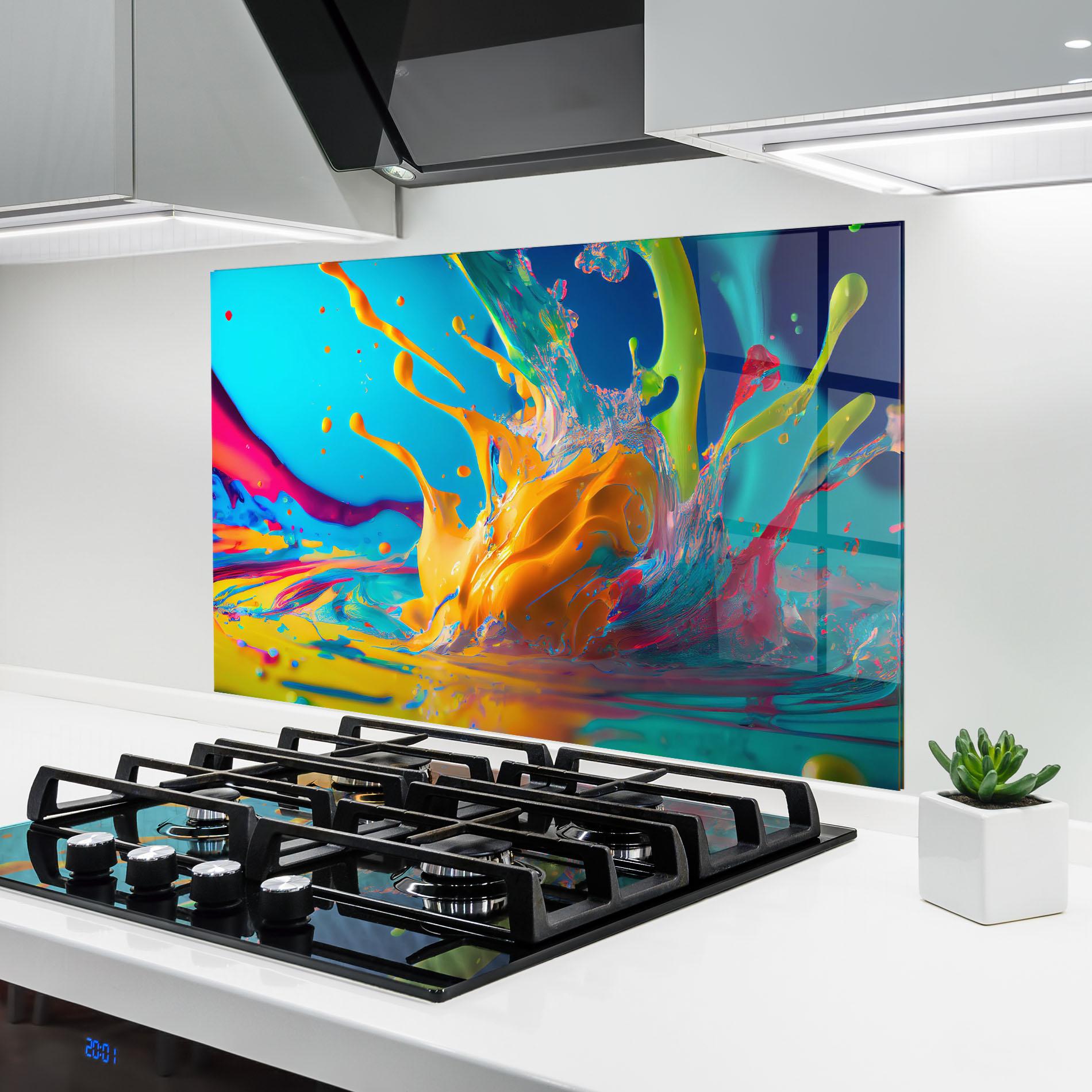 Panel Szklany do Kuchni Colorful Water Splashing mockup 6