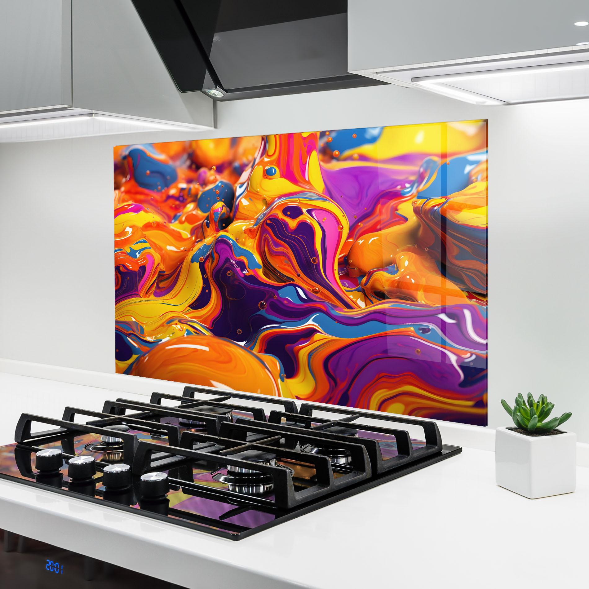 Panel Szklany do Kuchni Colorful Waves mockup 6