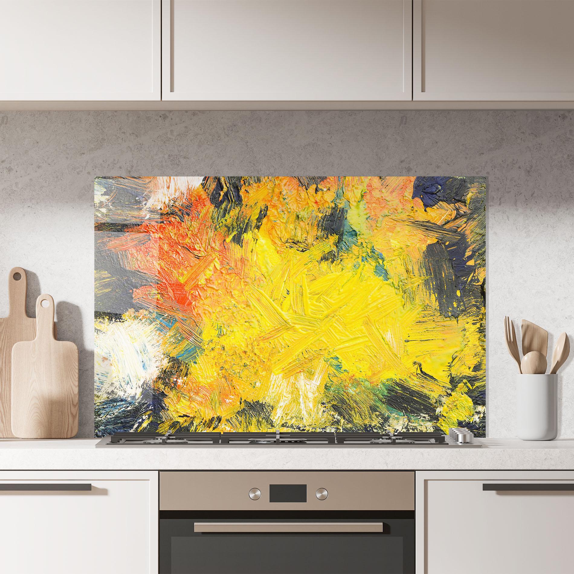 Panel Szklany do Kuchni Artistic Yellow Painting mockup 7